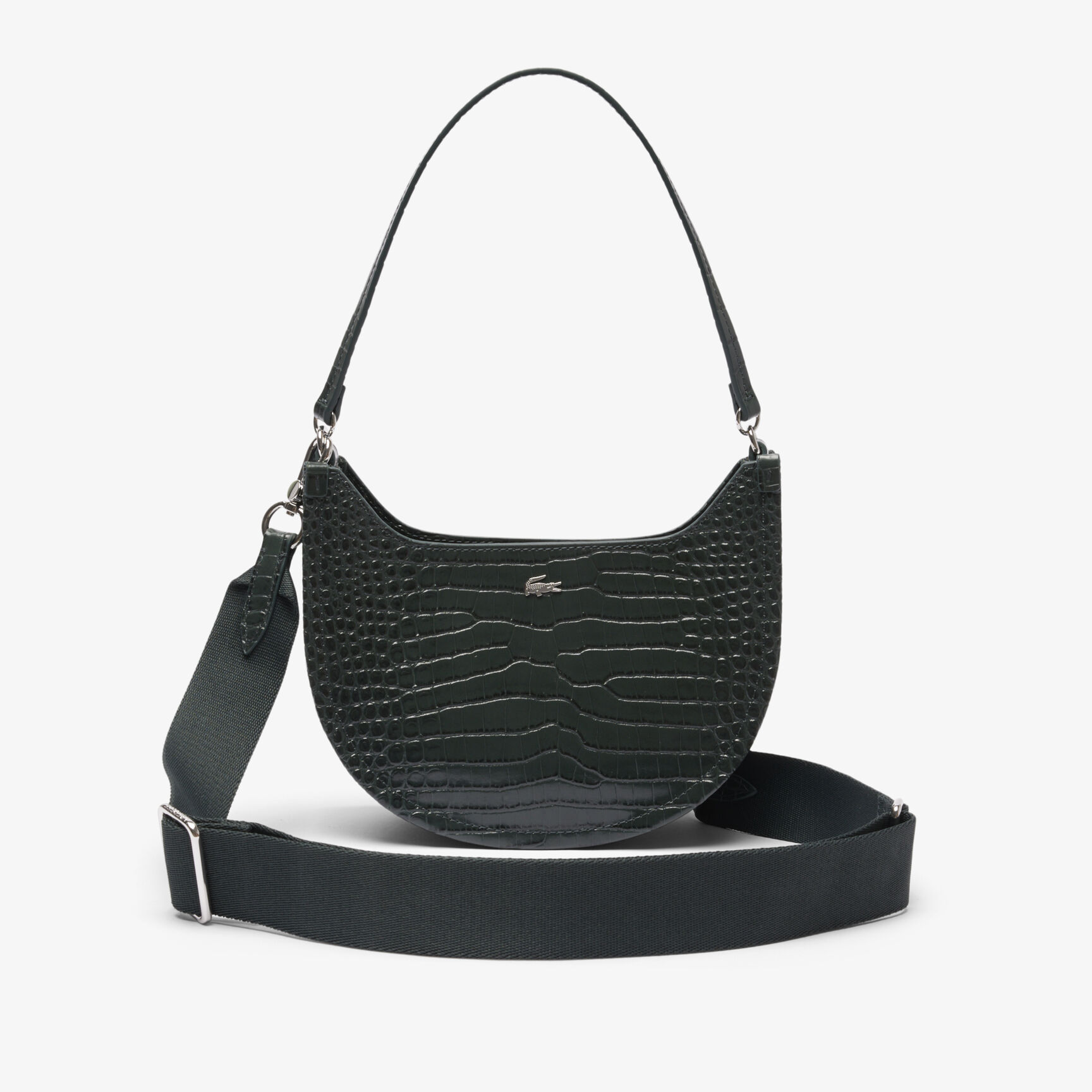 حقيبة شانتاكو صغيرة من الجلد المنقوش على شكل نصف قمر