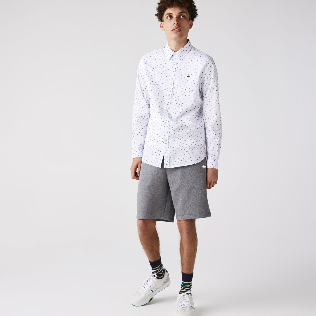 Men&rsquo;s Slim Fit Finely Patterned Cotton Poplin Shirt