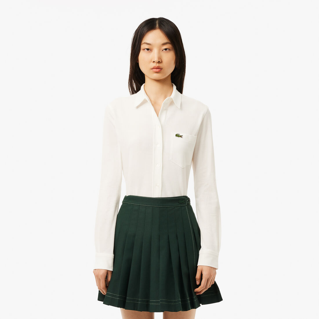 Cotton Pique Shirt with Pocket