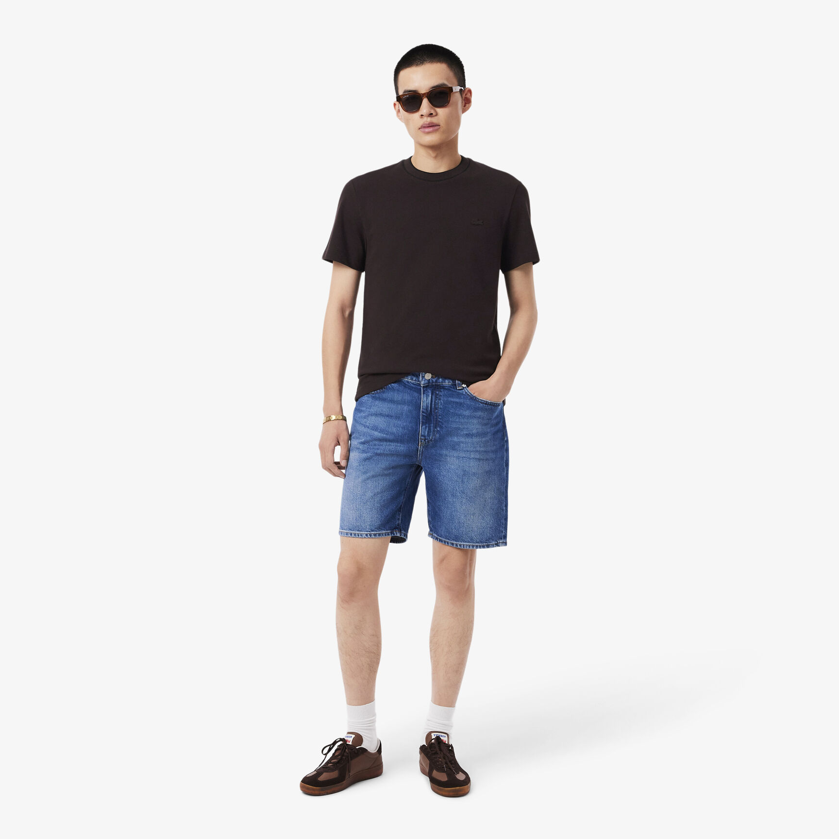 Stretch Pique Stripe Collar T-shirt