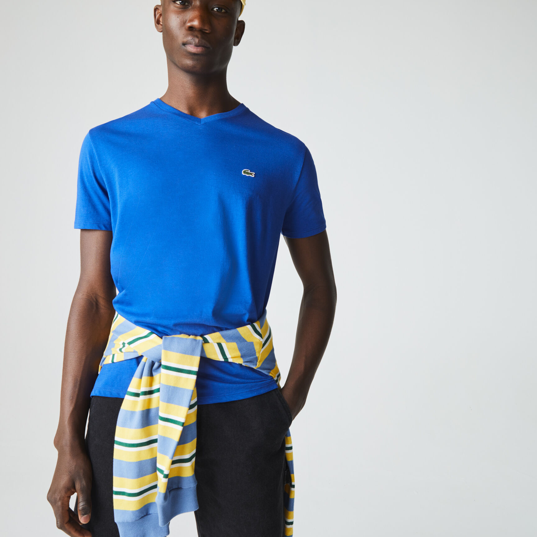 تي شيرت خفيف الوزن من القطن بيما برقبة على شكل حرف V تي شيرت خفيف الوزن من القطن بيما برقبة على شكل حرف V