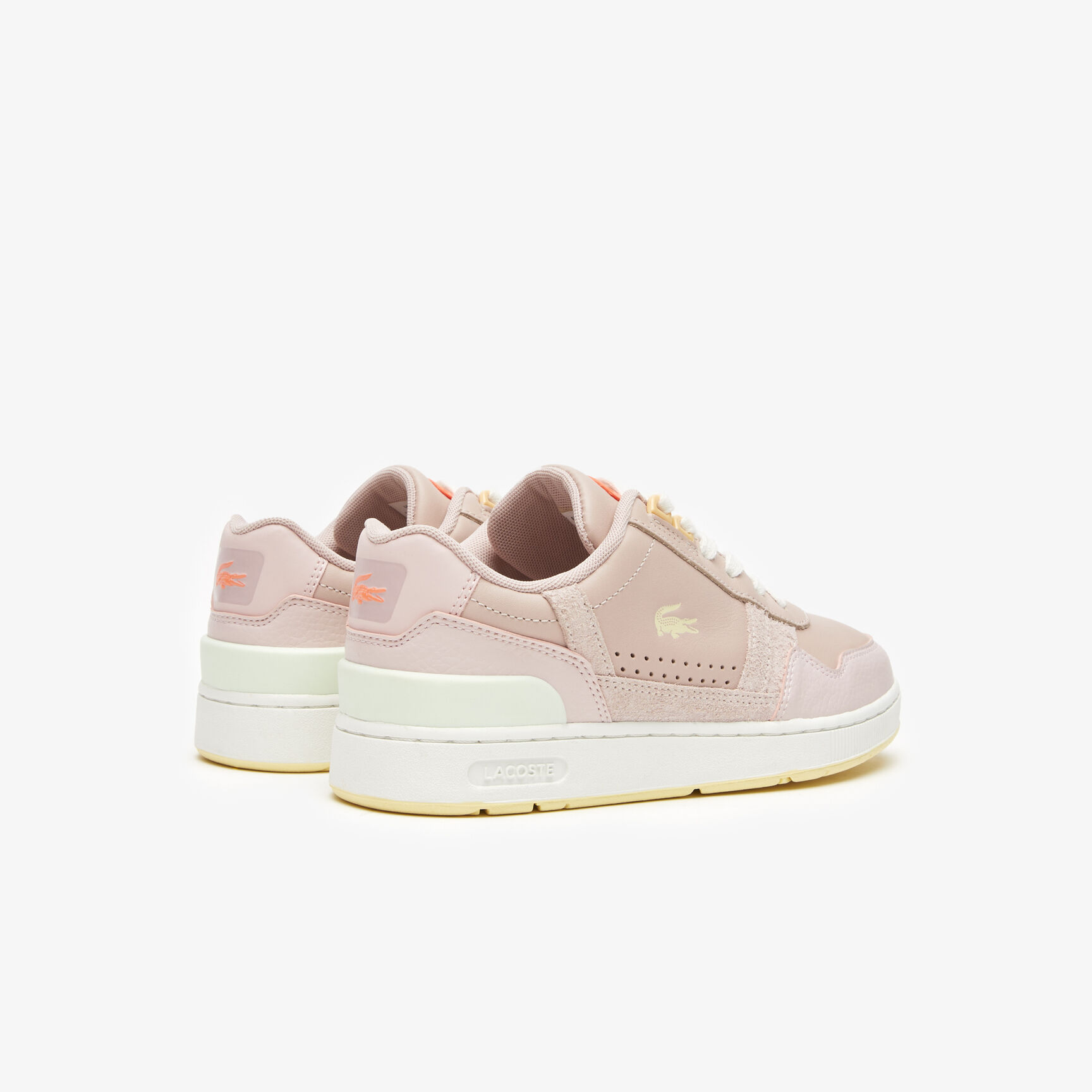 Women's Lacoste T-Clip Leather Gum Sole Trainers Women's Lacoste T-Clip Leather Gum Sole Trainers