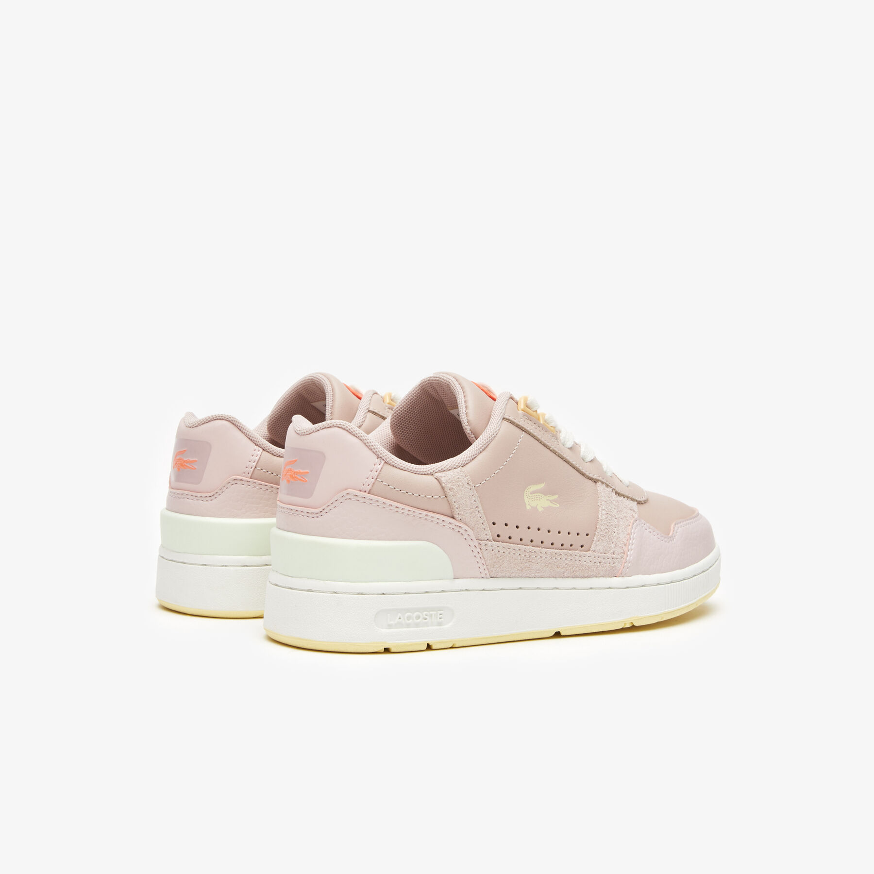 Women's Lacoste T-Clip Leather Gum Sole Trainers women s lacoste t clip leather gum sole trainers