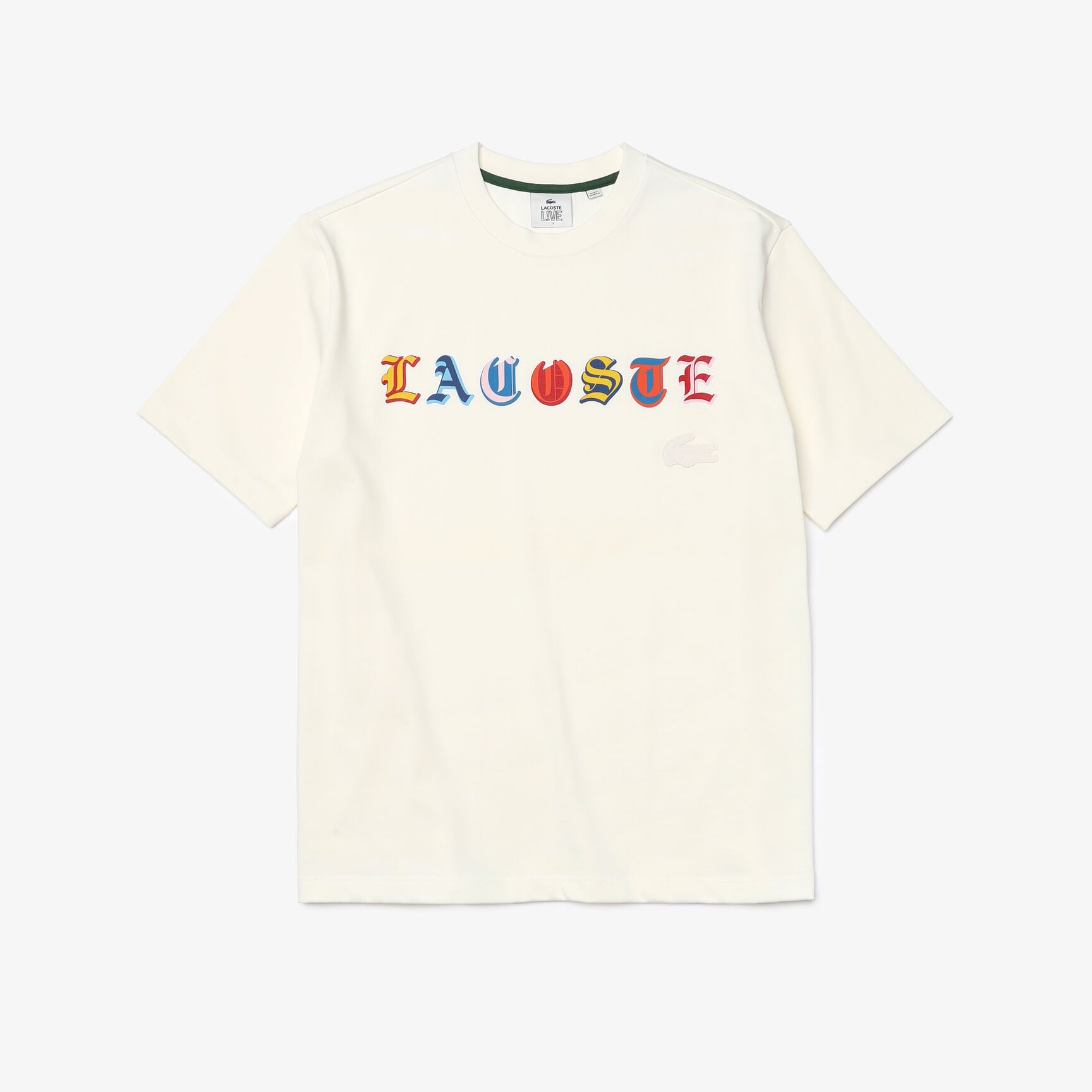 Men&rsquo;s Lacoste L!VE Loose Fit Branded Multi-Color Cotton T-Shirt