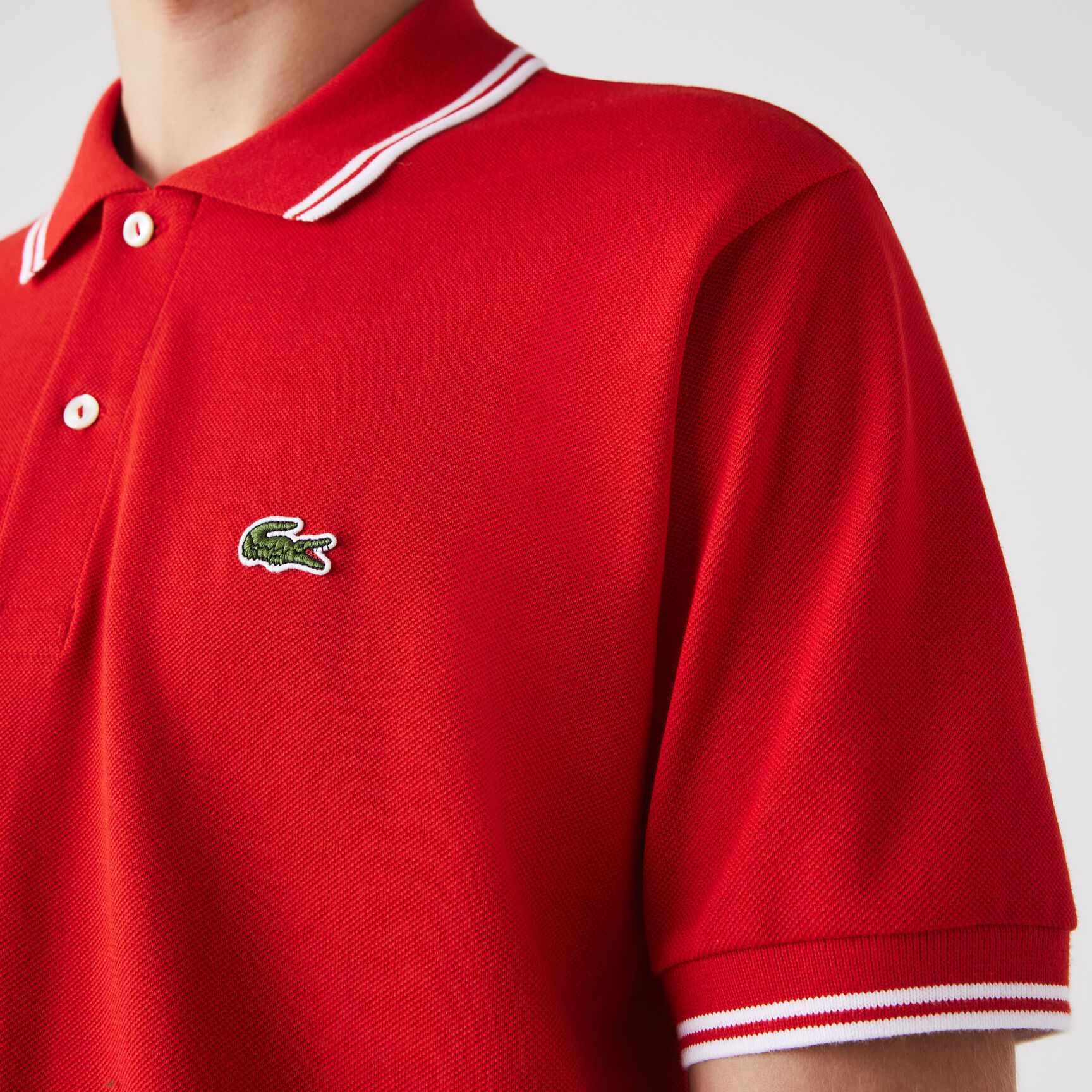 Men&rsquo;s Lacoste Classic Fit Striped Accents Cotton Piqu&eacute; Polo Shirt