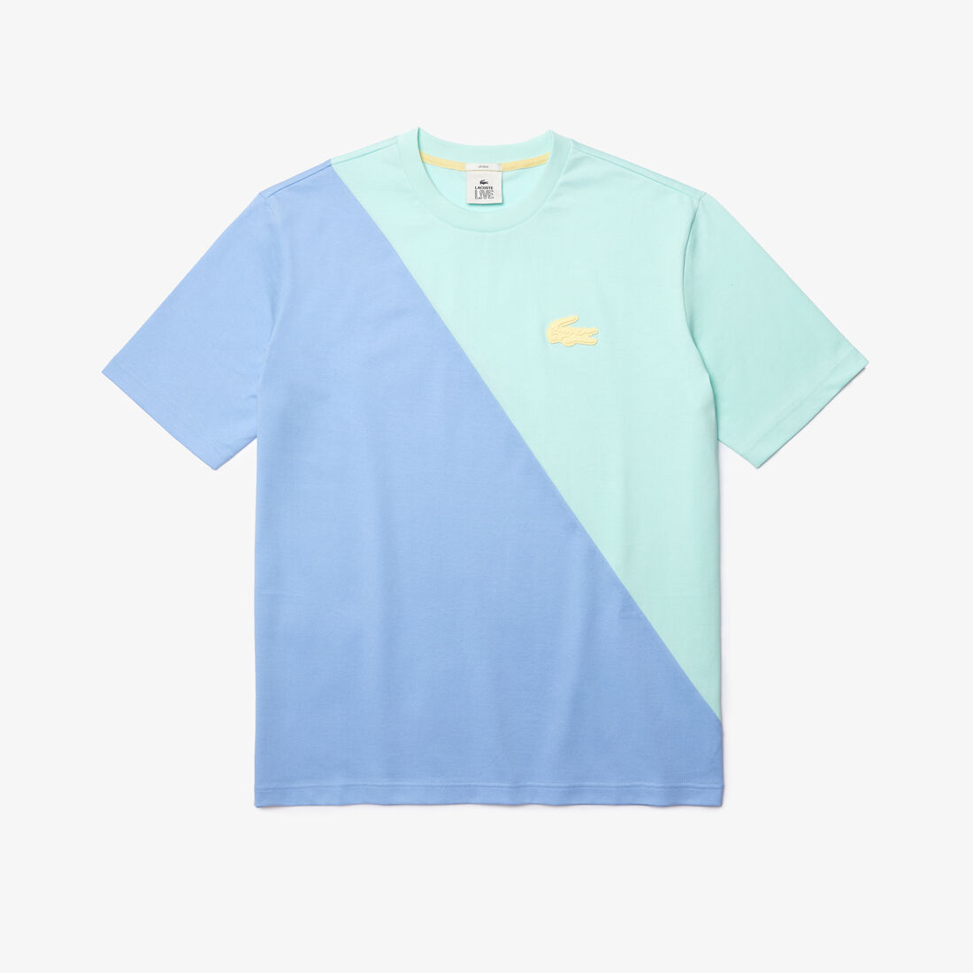 تي شيرت قطن للجنسين ثنائي اللون قصة فضفاضة مجموعة Lacoste LIVE