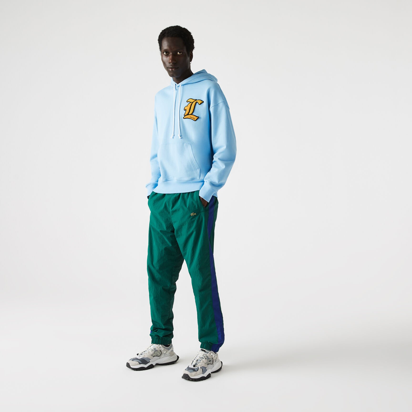 Unisex Lacoste L!VE L Badge Hooded Loose Fit Sweatshirt Unisex Lacoste L!VE L Badge Hooded Loose Fit Sweatshirt