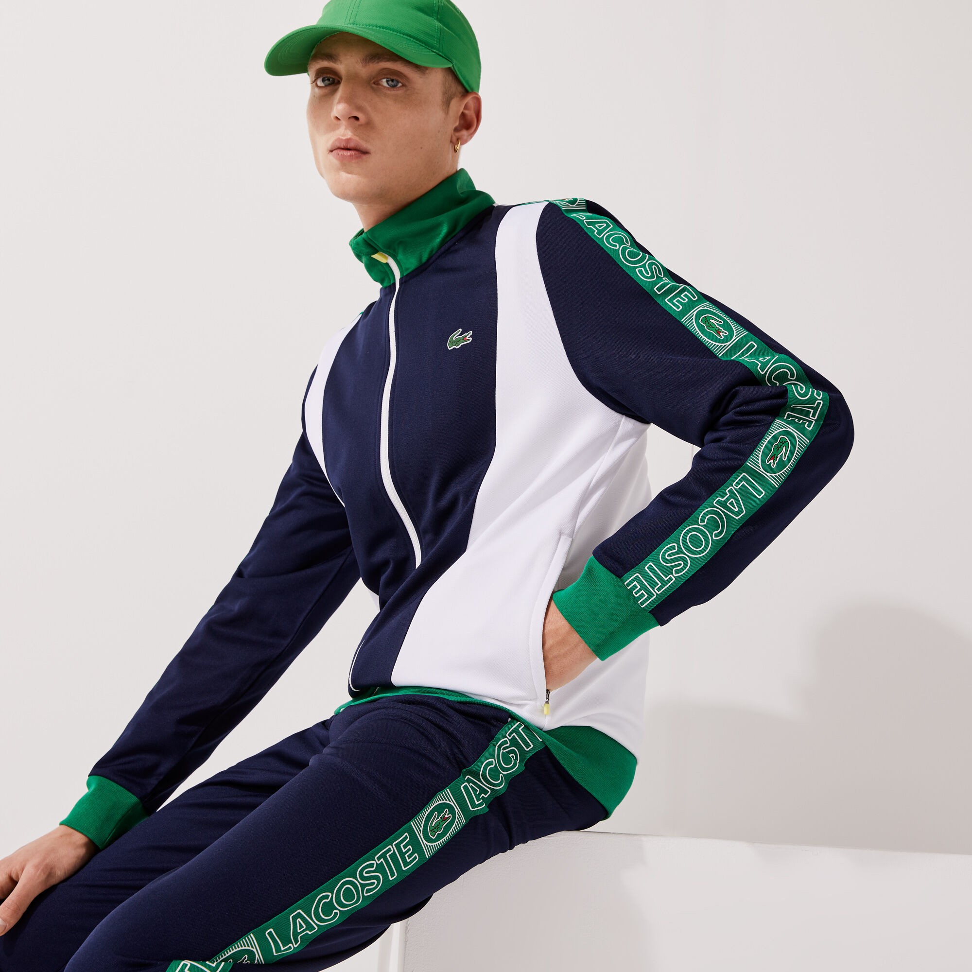 Buy Men s Lacoste SPORT Branded Band Colour block Zippered Jacket