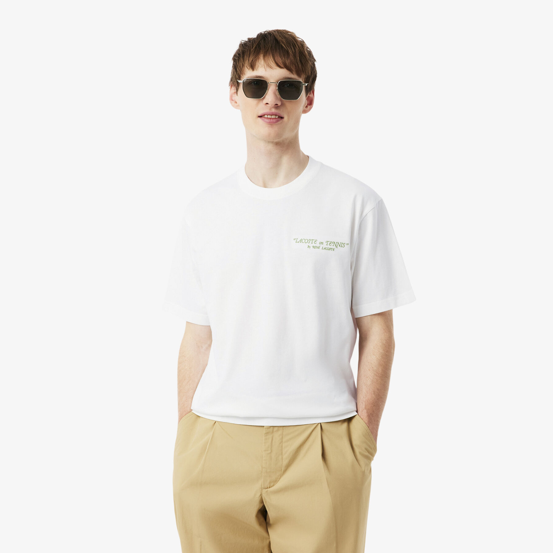 Embroidered Cotton T-shirt lacoste embroidered cotton t shirt