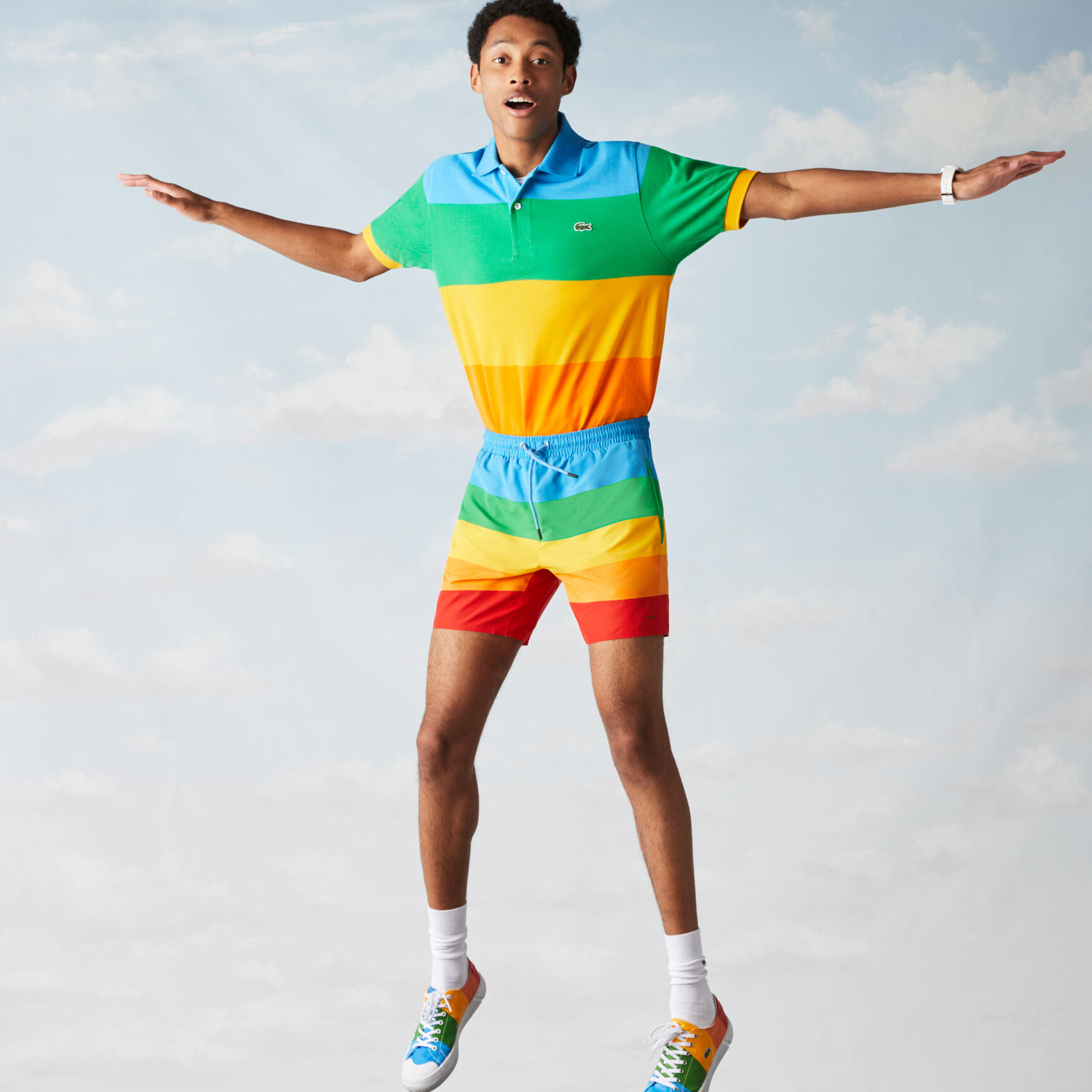 شورت سباحة مقلم ملون للرجال من مجموعة Polaroid شورت سباحة مقلم ملون للرجال من مجموعة Polaroid