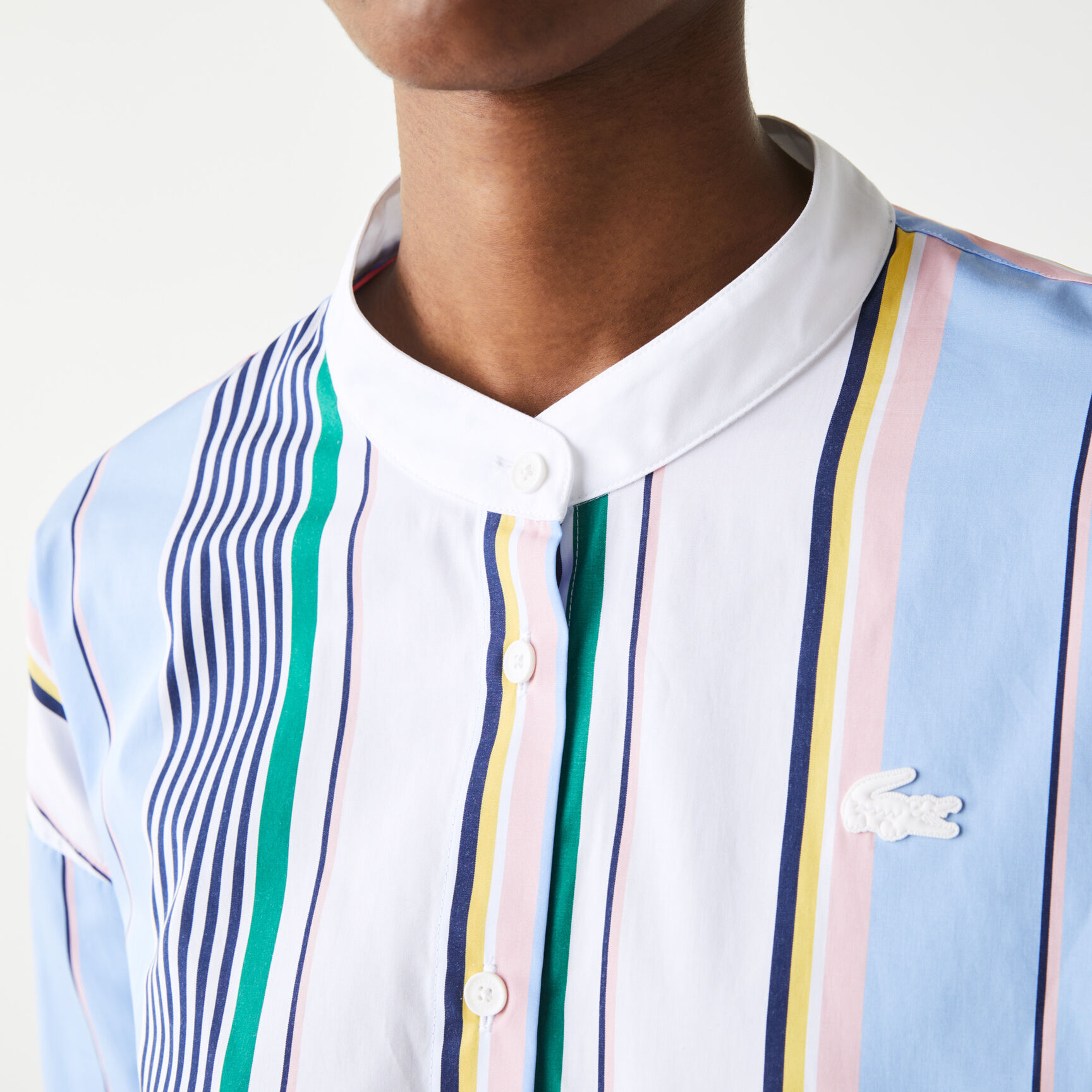 Women's Lacoste LIVE Classic Fit Scarf Neck Striped Cotton Shirt Women's Lacoste LIVE Classic Fit Scarf Neck Striped Cotton Shirt