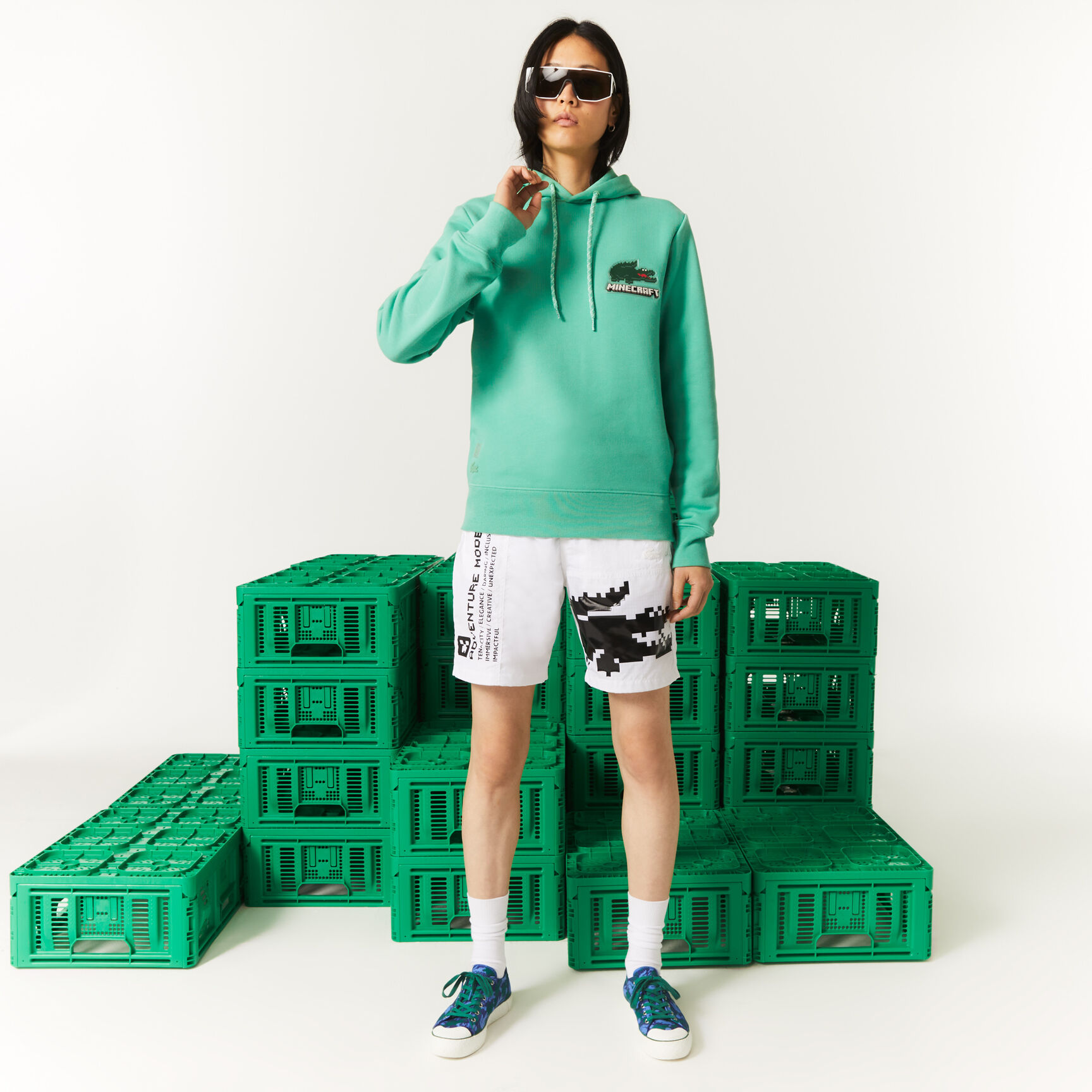 هودي صوف قطني للجنسين مجموعة Lacoste x Minecraft