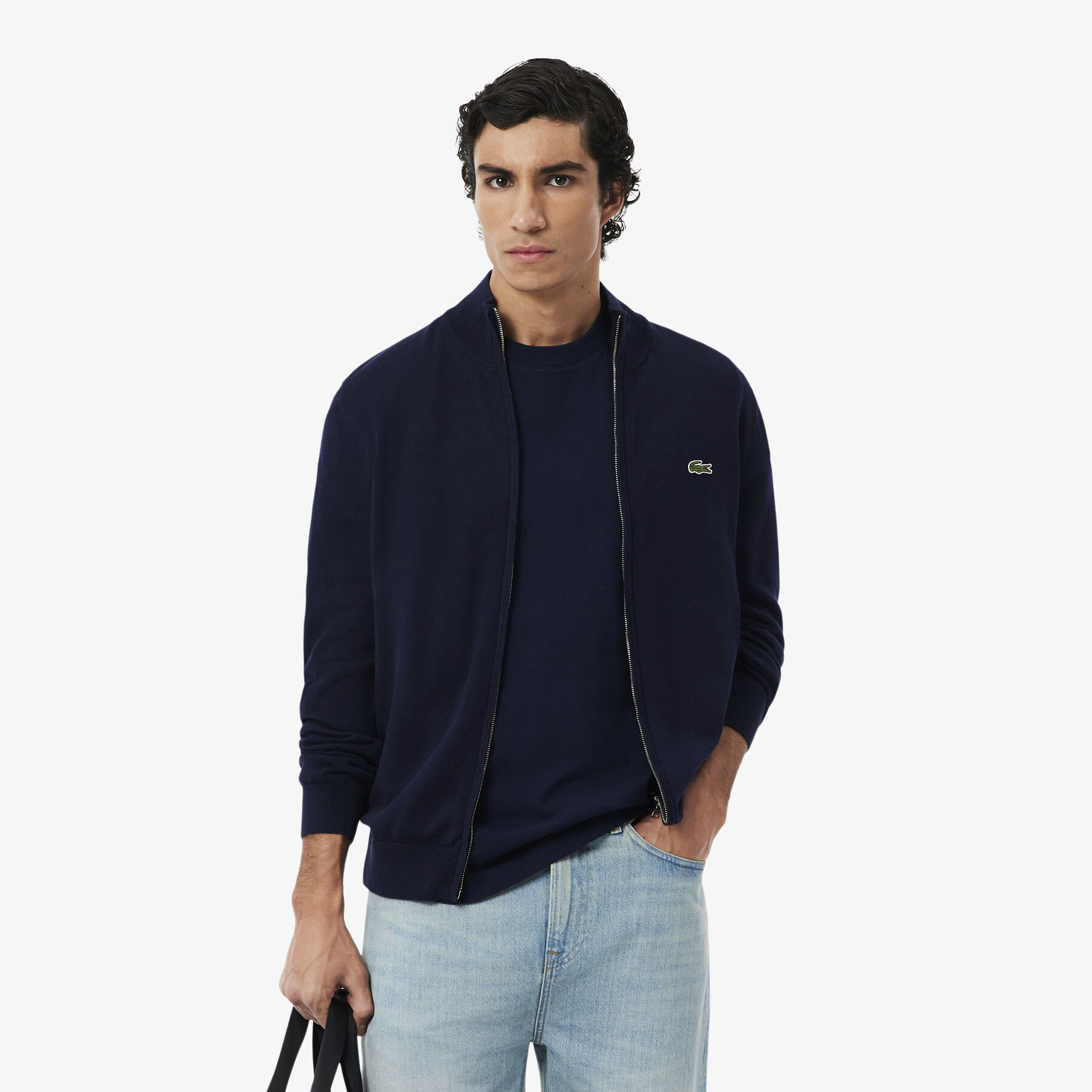 Zipped High Neck Cotton Sweater Zipped High Neck Cotton Sweater