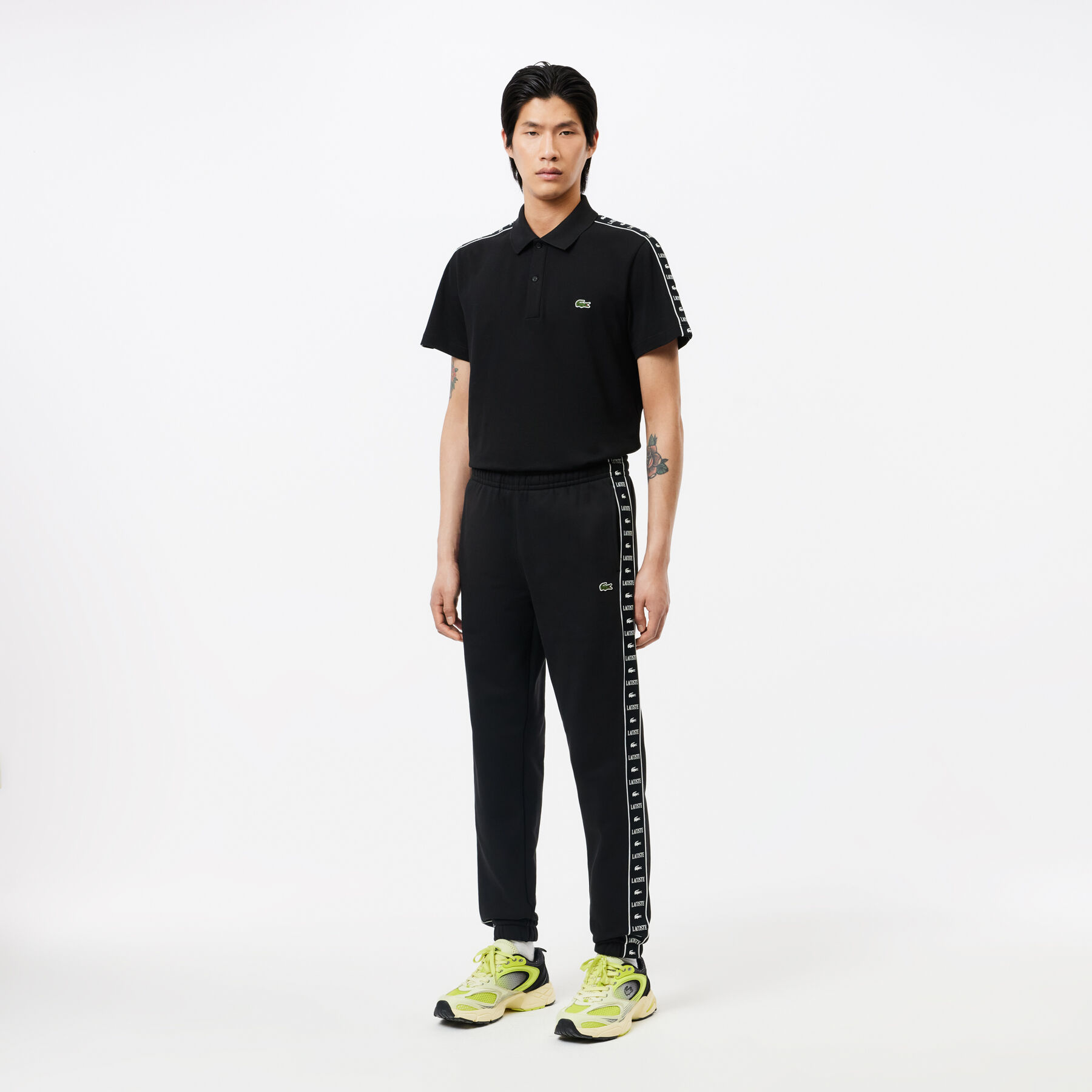 lacoste logo strip sweatpants