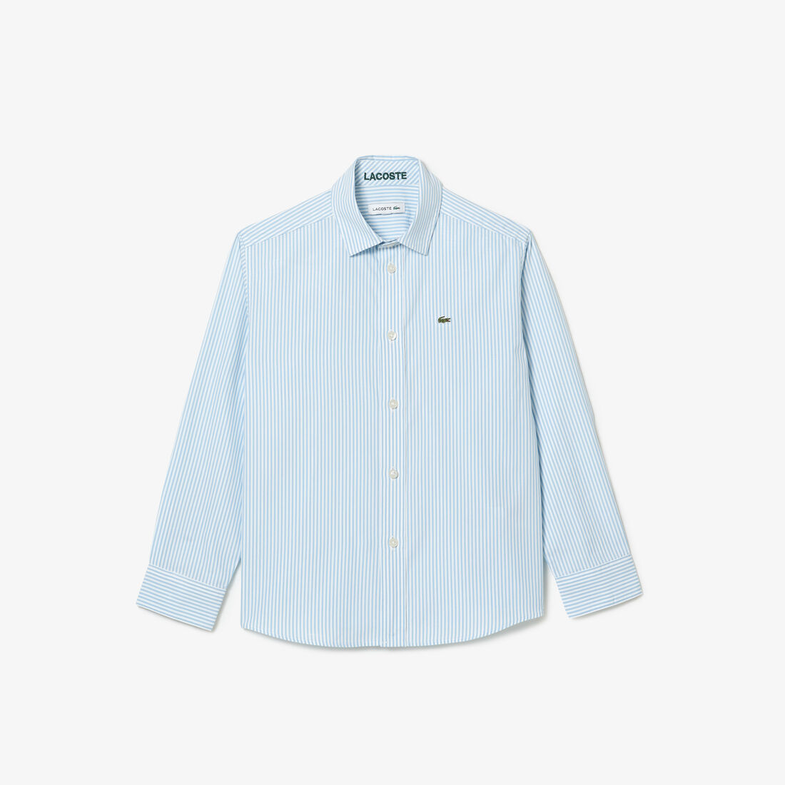 Kids' Lacoste Striped Print Oxford Cotton Shirt