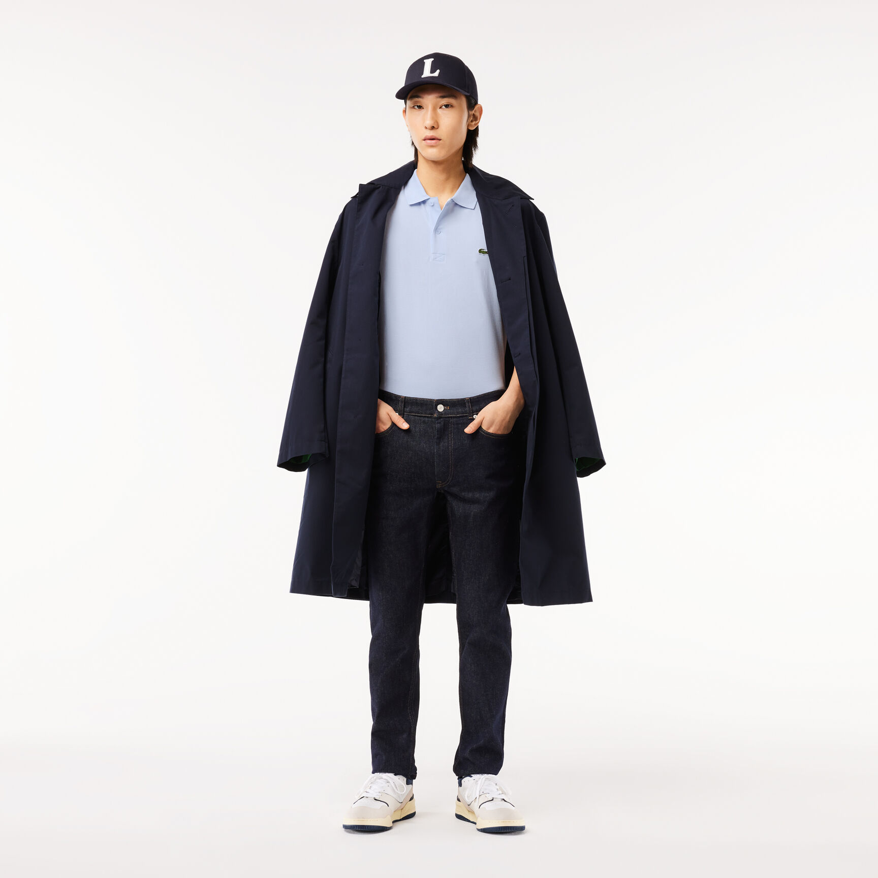 تيشيرت بولو لاكوست قطن عضوي مطاطي بقصة عادية للرجال