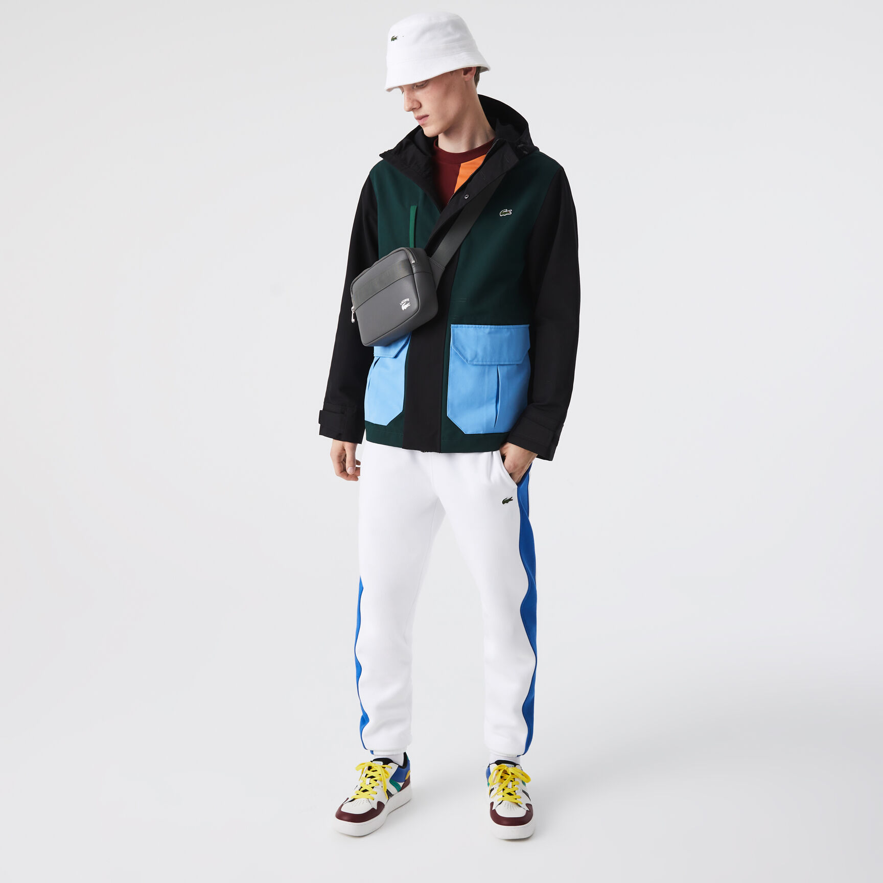 حقيبة ريبورتر لاكوست قنب بحواف بلون مغاير للرجال