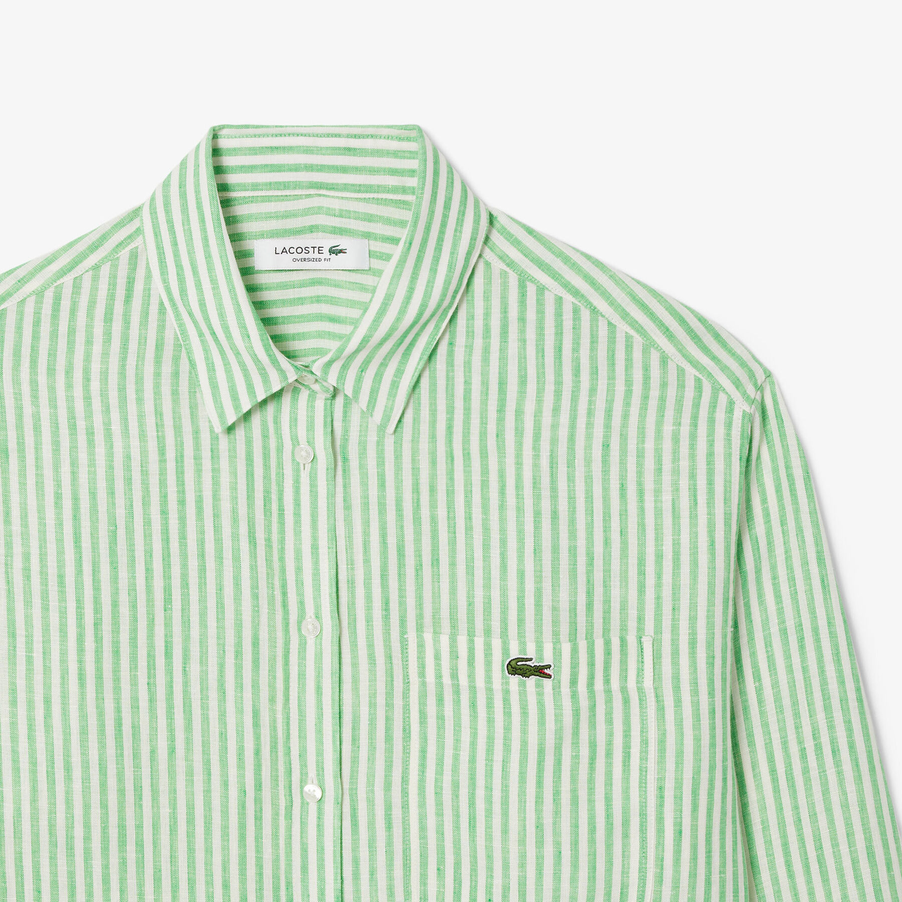 lacoste oversized striped linen shirt