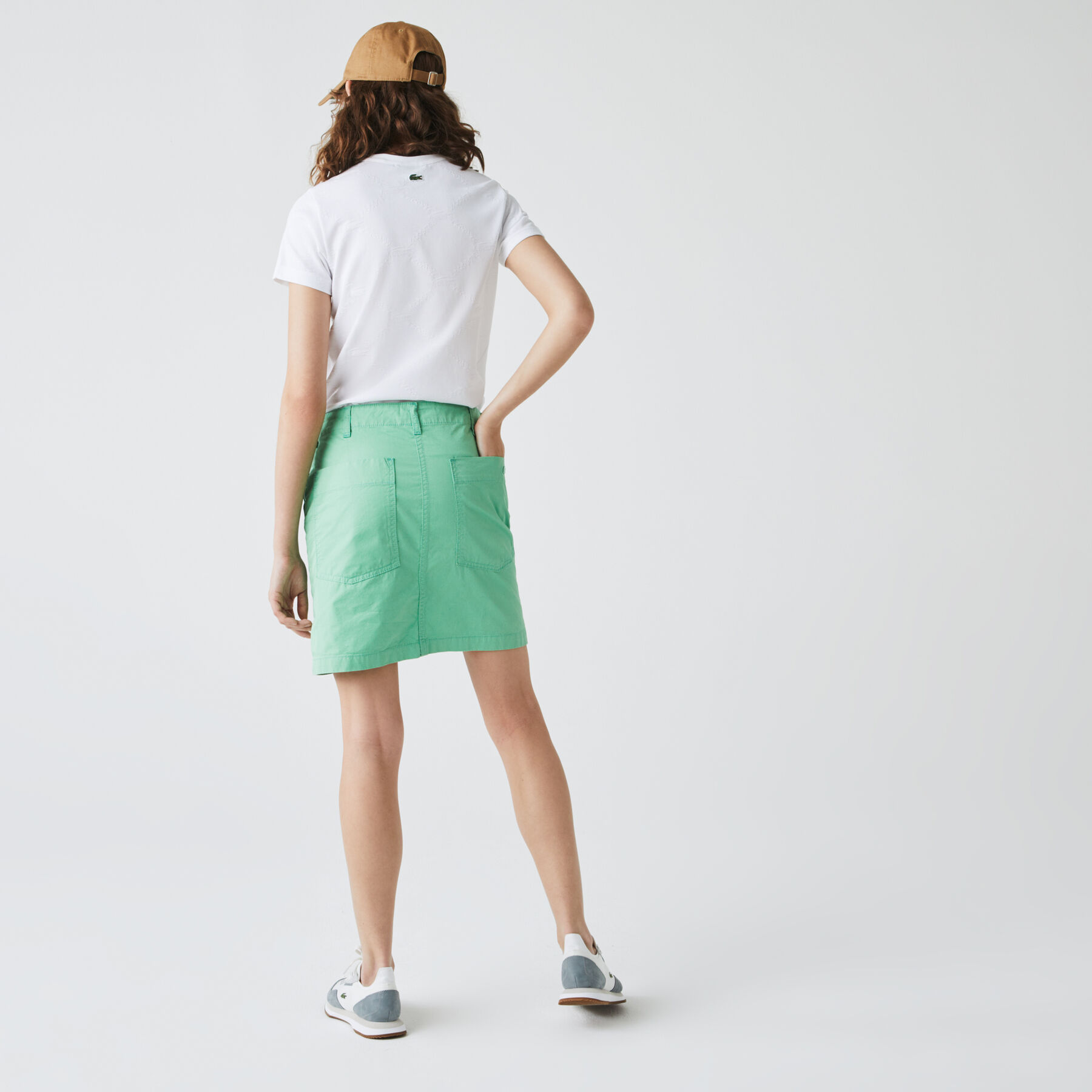 women s lacoste live crew neck monogram patterned t shirt
