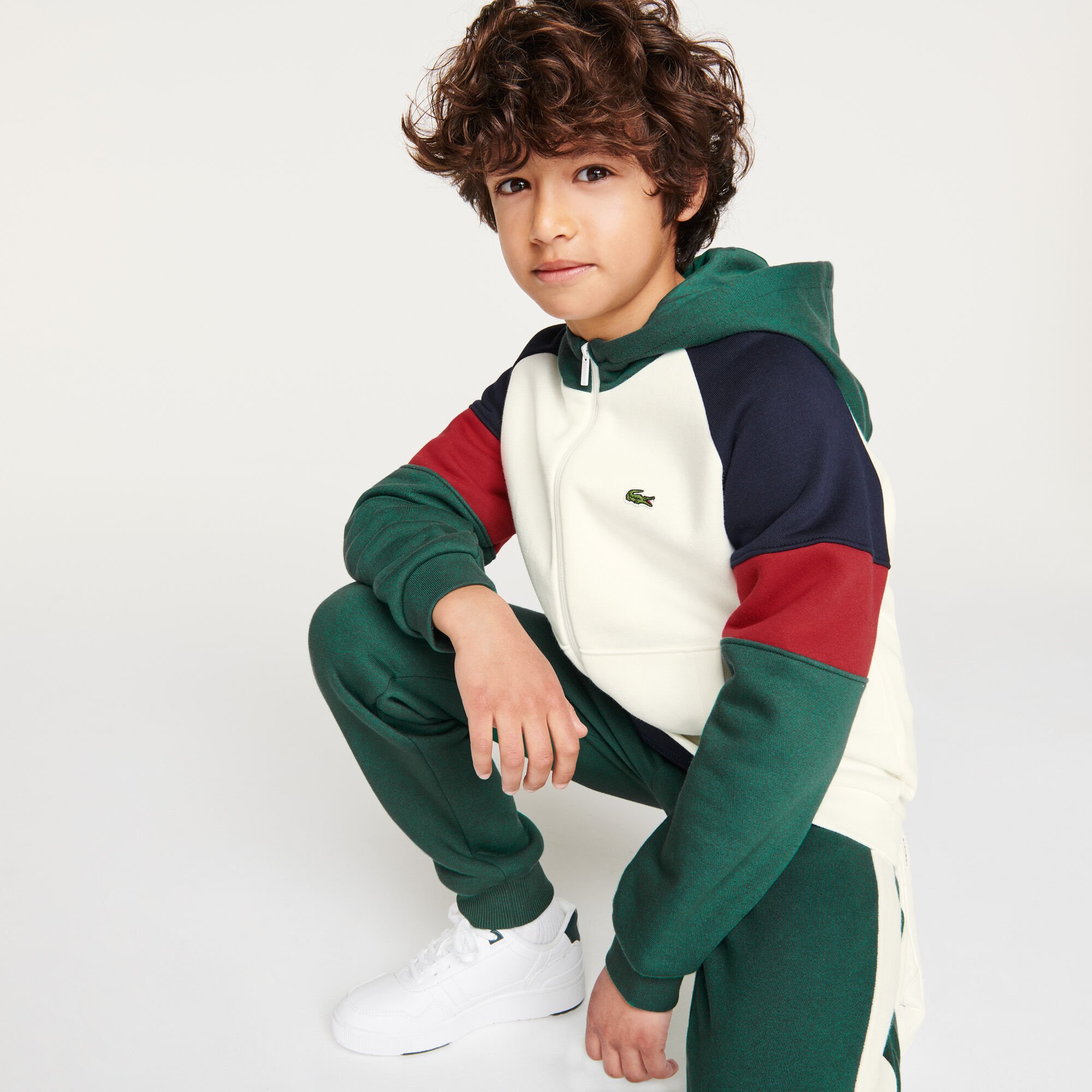 Buy Boys Hooded Colorblock Fleece Zip Sweatshirt Lacoste EG