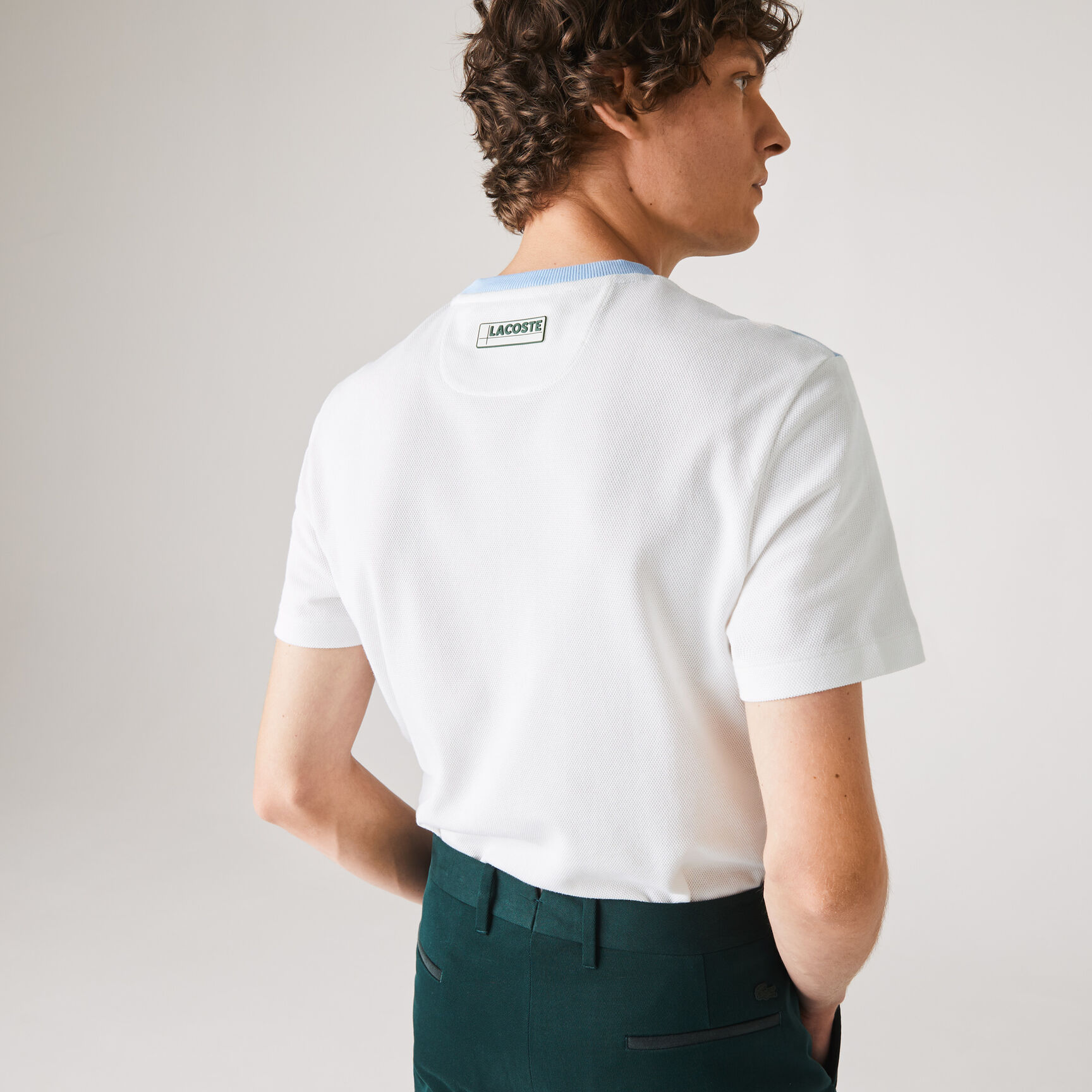 Men's Crew Neck Colourblock Cotton Piqu&eacute; Blend T-shirt