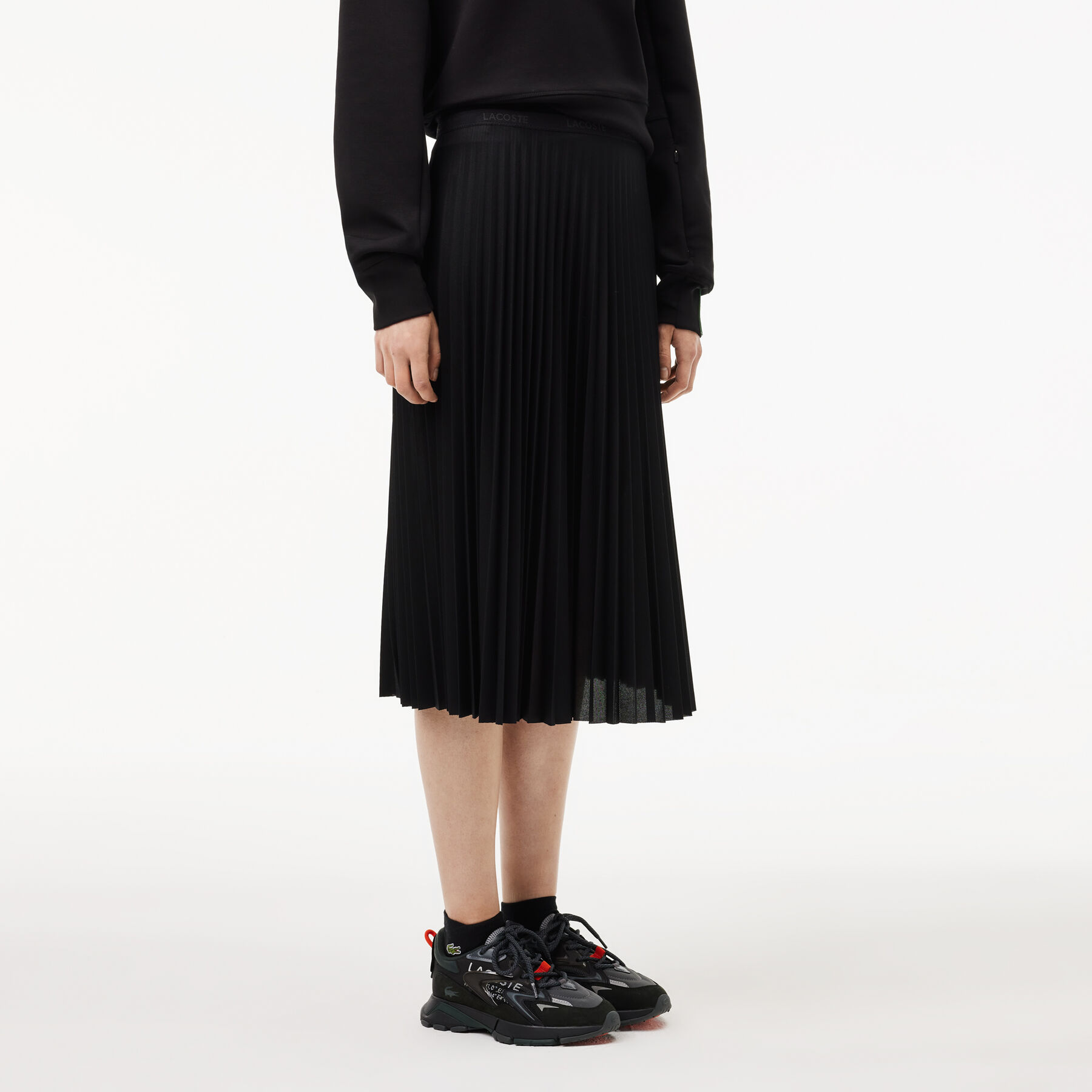 Elastic Waist Fluid Pleated Skirt lacoste elastic waist fluid pleated skirt