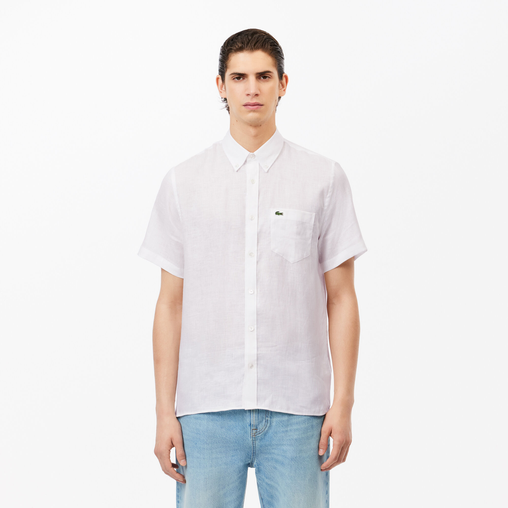 Men s Lacoste Short Sleeve Linen Shirt