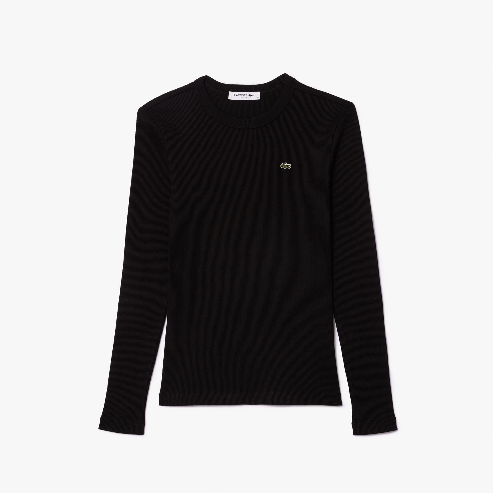 تي شيرت قطن مضلع بأكمام طويلة