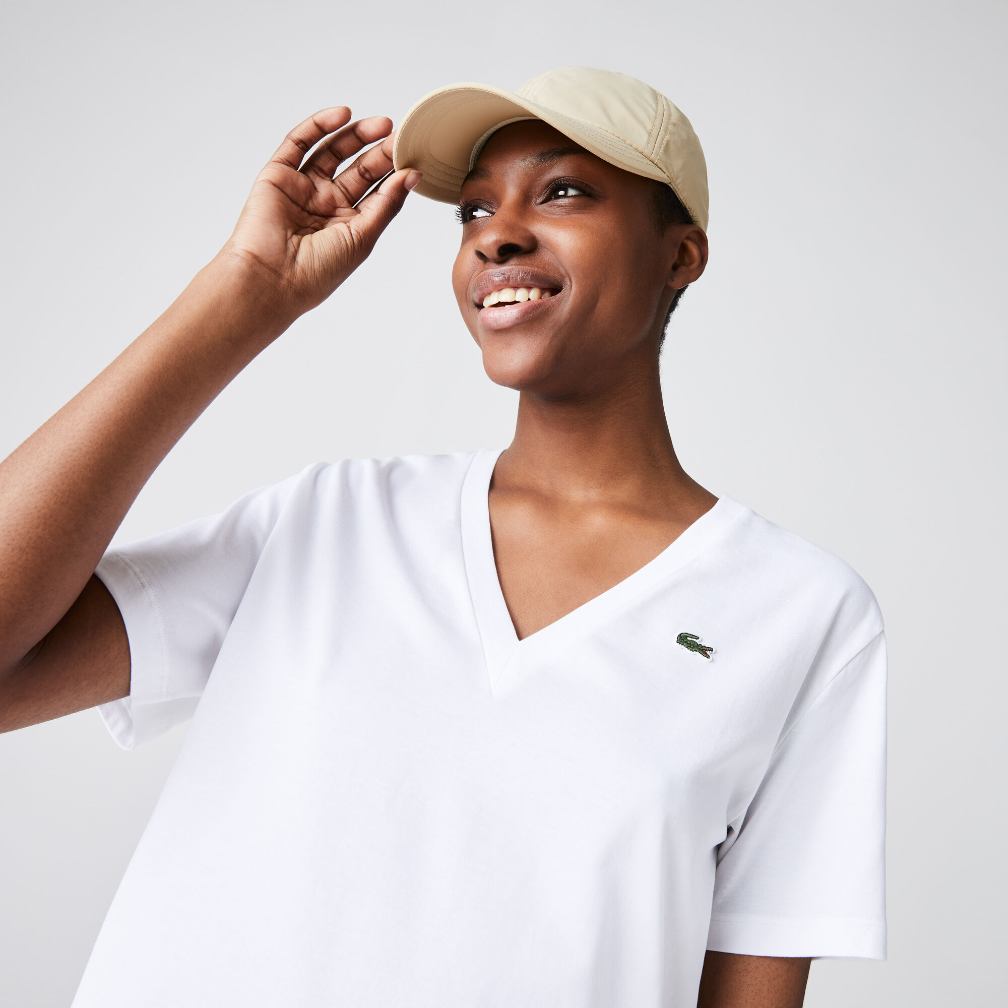 Tee shirt col clearance v lacoste femme
