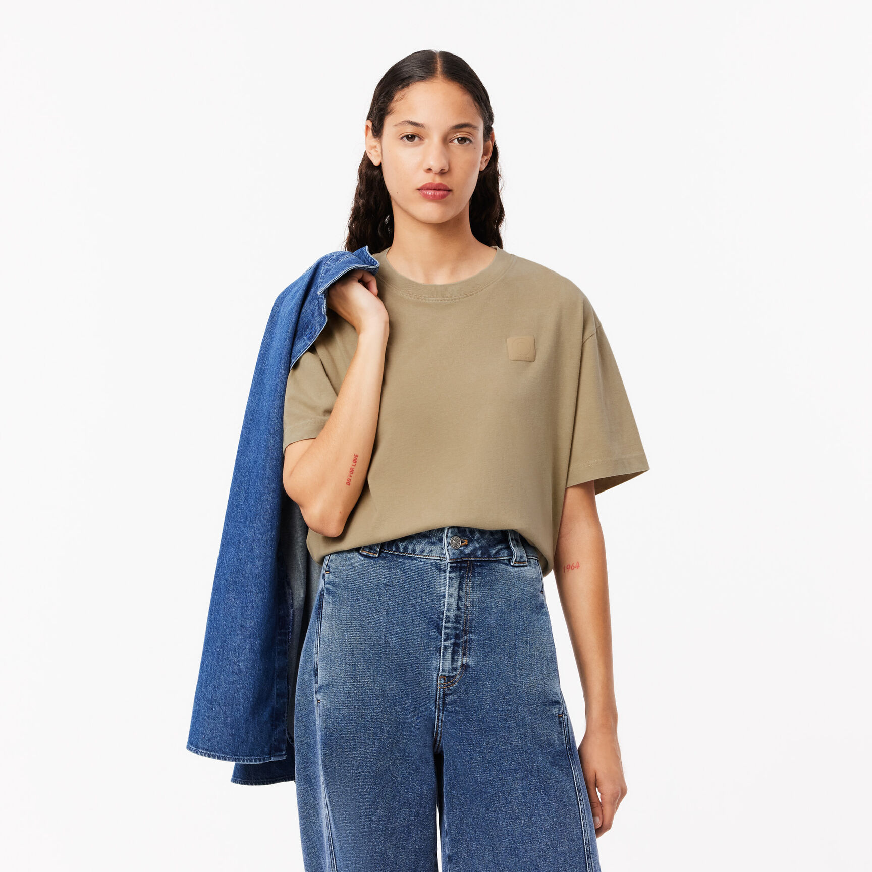 Oversized Wash Effect Badge T-shirt