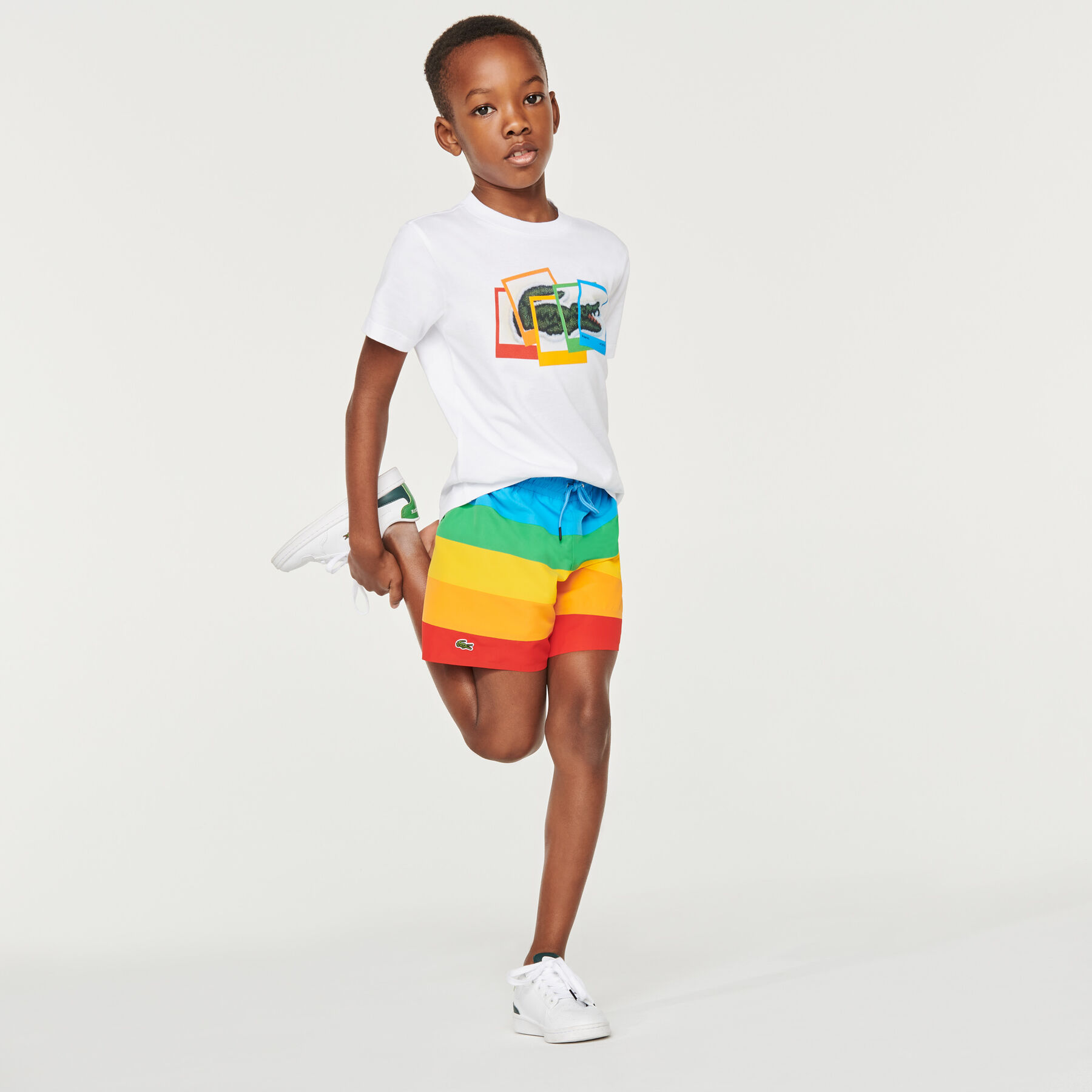 Boys’ Polaroid Collaboration Color Striped Swimming Trunks lacoste boys polaroid collaboration color striped swimming trunks