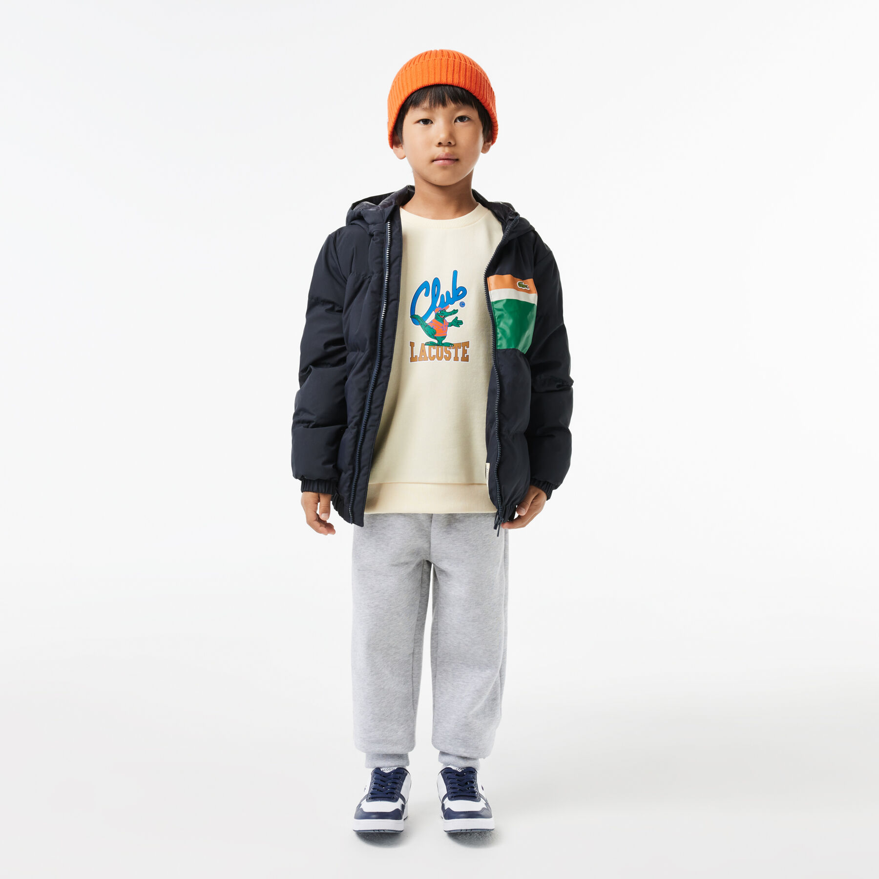 lacoste contrast signature print sweatshirt