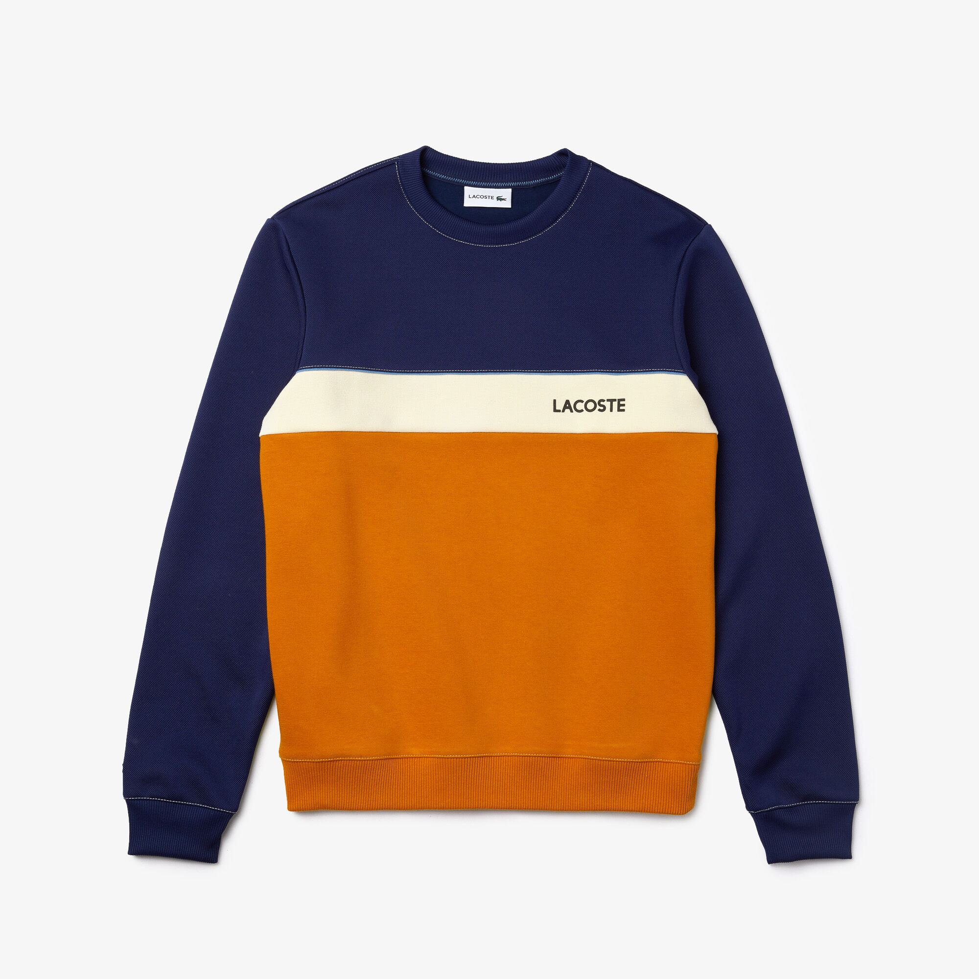 Men’s Crew Neck Lettering Colourblock Piqué Sweatshirt