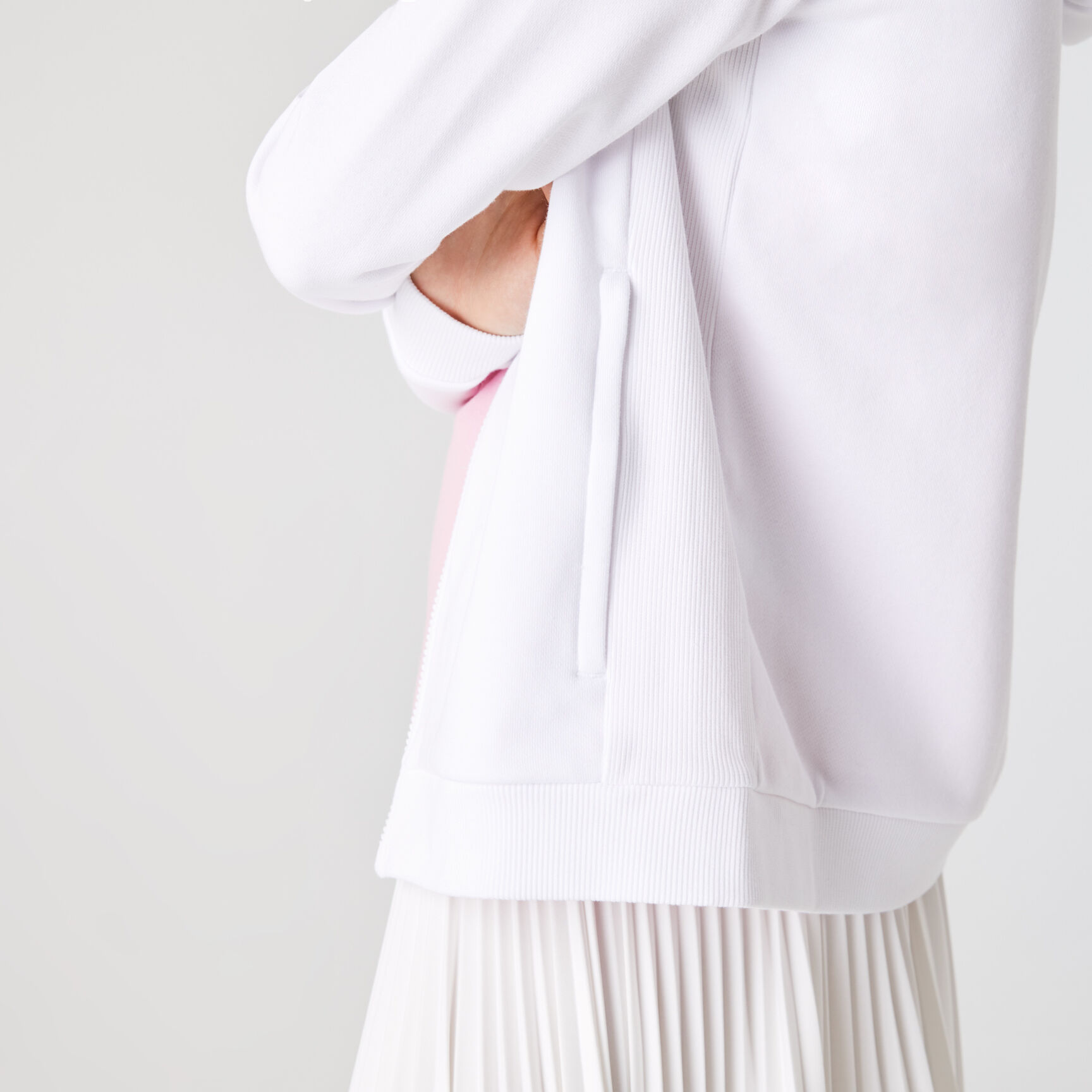 سويت شيرت للتنس من الصوف بسحاب وغطاء رأس مجموعة Lacoste SPORT للنساء