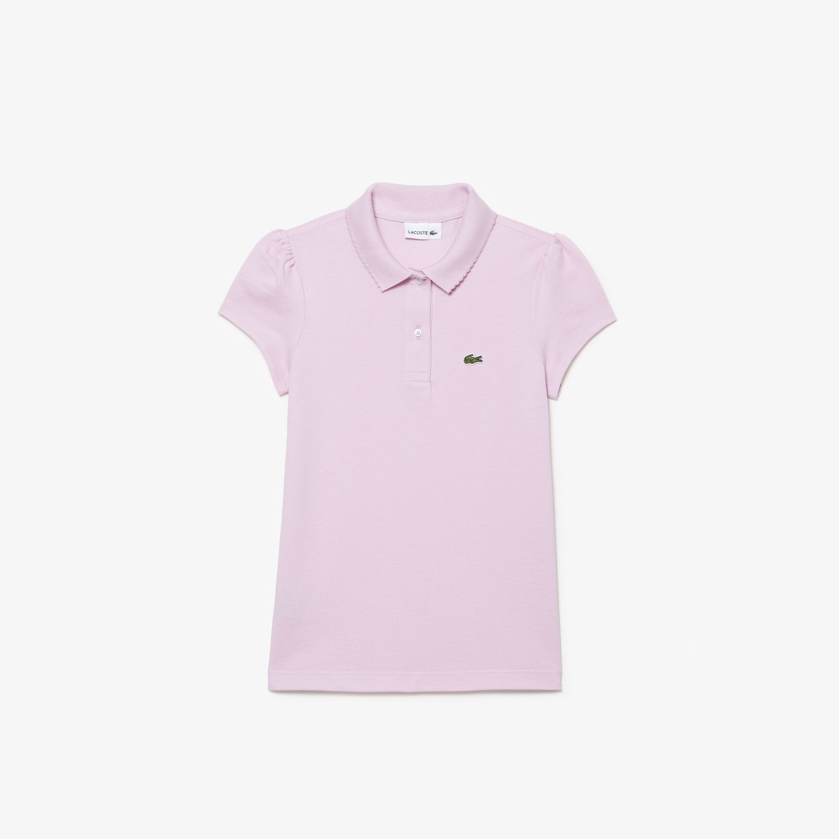Scalloped Collar Mini Pique Polo Shirt