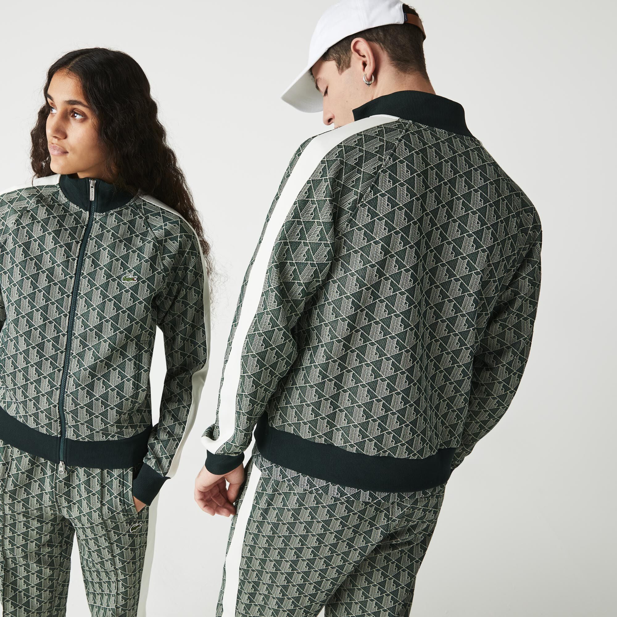 Unisex Lacoste L!VE Monogram Patterned Jacquard Zip Jacket, Multi