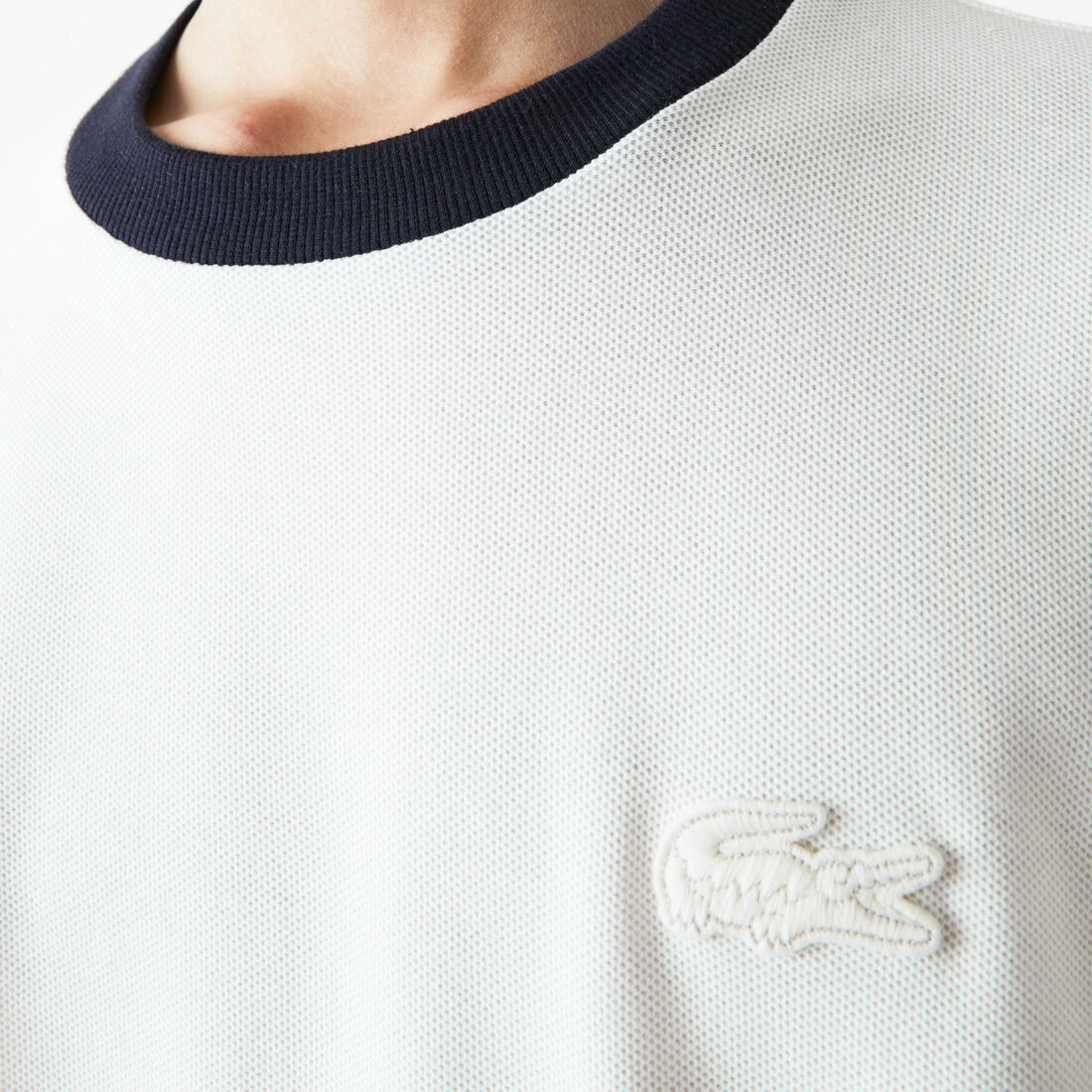 Men's Contrast Crew Neck Loose Fit Textured Cotton T-shirt Men's Contrast Crew Neck Loose Fit Textured Cotton T-shirt