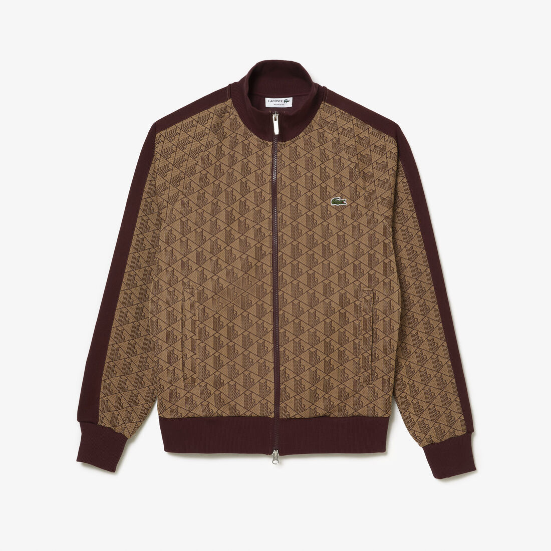 سويت شيرت بقصة عادية وسحّاب ونقشة شعار الماركة للرجال