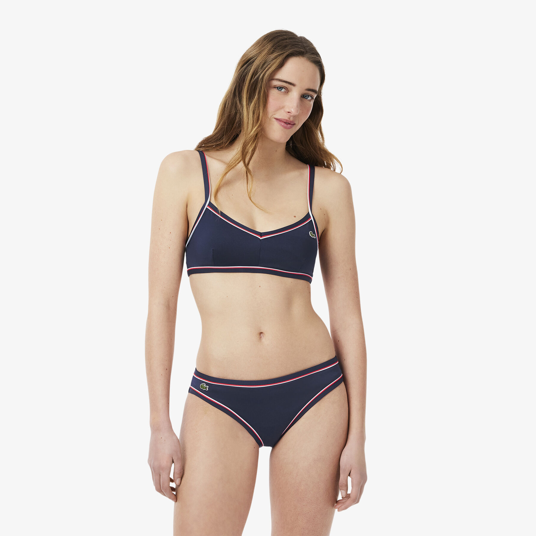 lacoste trim accent swim top