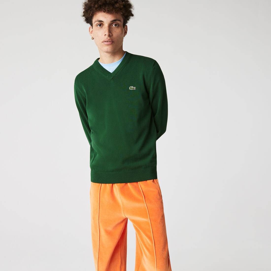 Monochrome Cotton V-neck Sweater