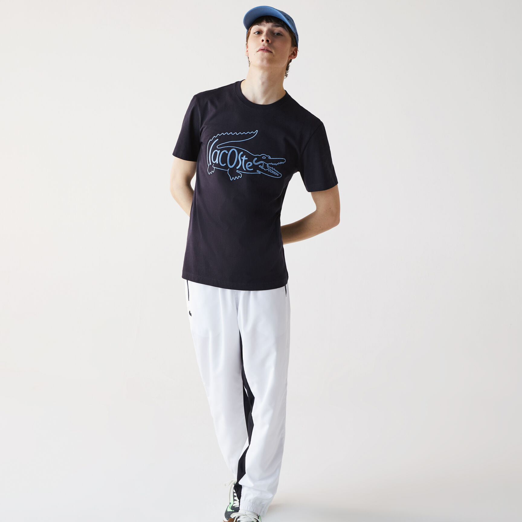 Men's Crew Neck Crocodile Embroidery Cotton T-shirt