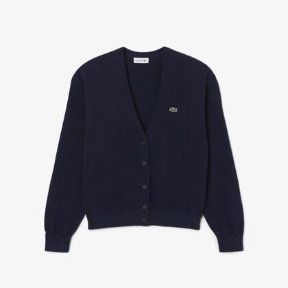 كارديجان قطني برقبة على شكل حرف V وخياطة طحلبية