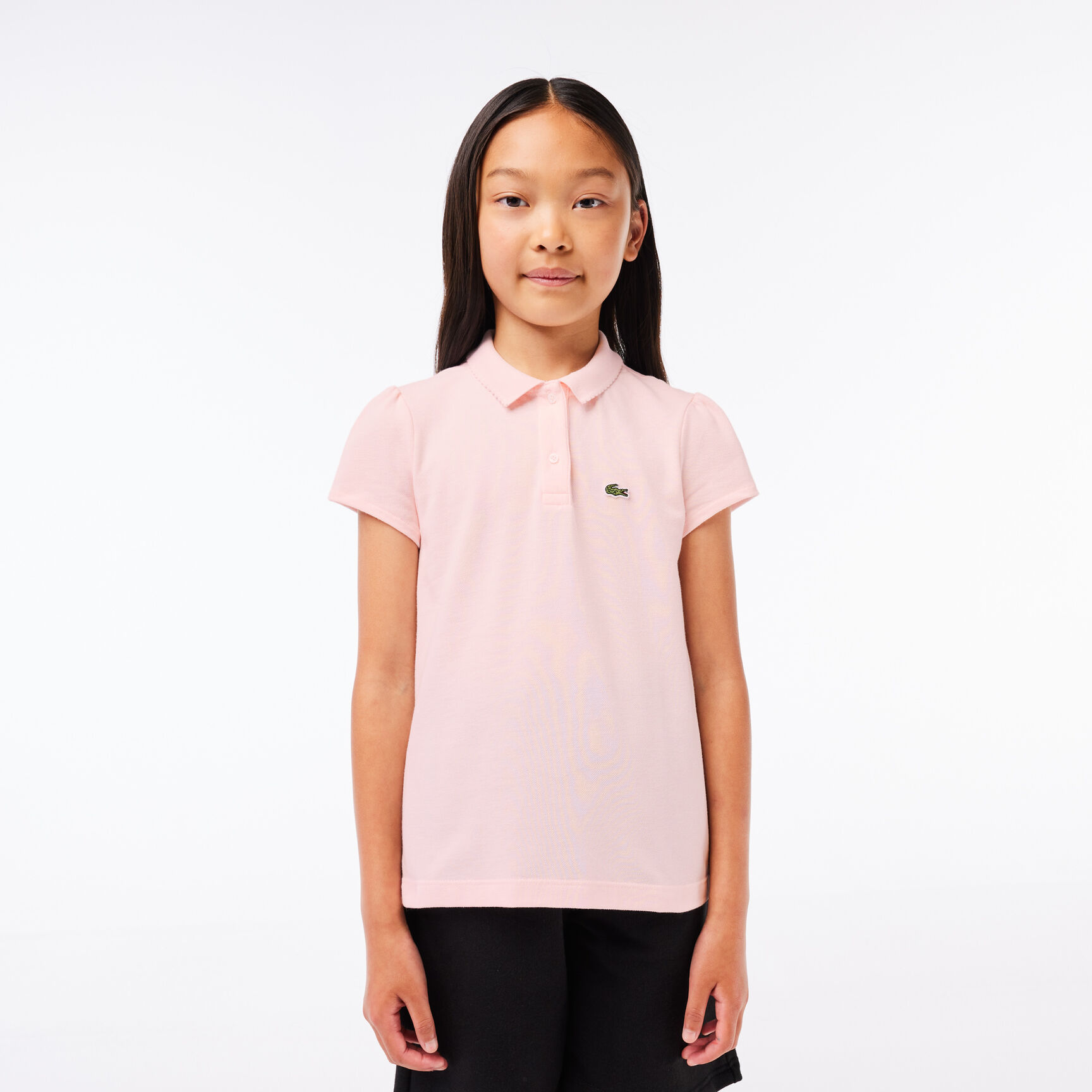 Scalloped Collar Mini Pique Polo Shirt Scalloped Collar Mini Pique Polo Shirt