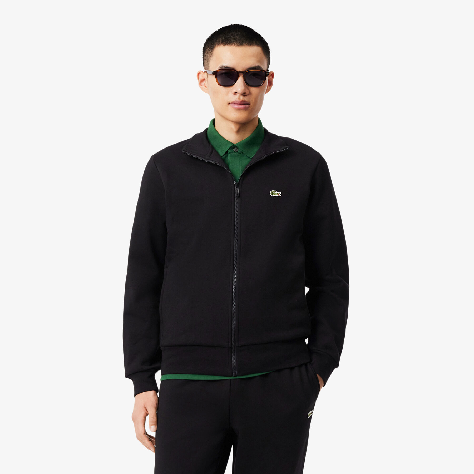 Zip-Up High Neck Fleece Sweatshirt lacoste zip up high neck fleece sweatshirt