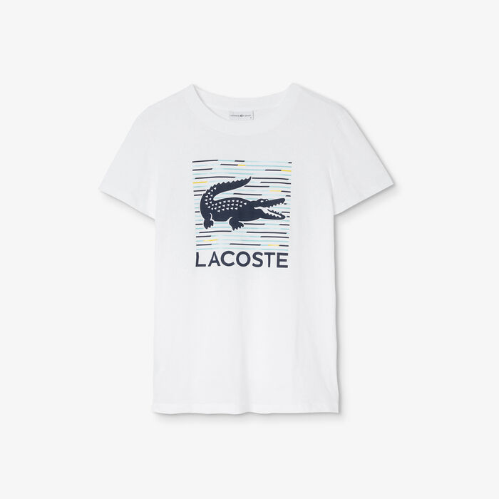 قميص تي- شيرت لرياضة التنس للسيدات من القطن الرقيق من مجموعة Lacoste SPORT