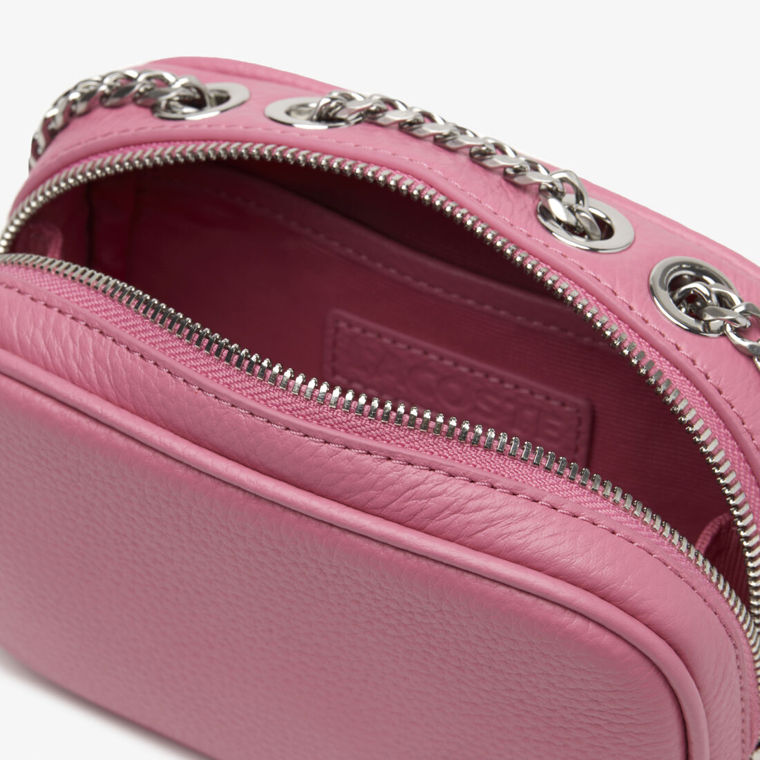 حقيبة كتف لاكوست جلد بارز بتصميم مربع للنساء حقيبة كتف لاكوست جلد بارز بتصميم مربع للنساء