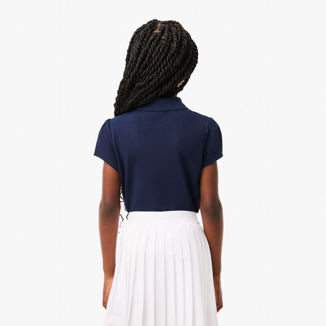 Scalloped Collar Mini Pique Polo Shirt Scalloped Collar Mini Pique Polo Shirt