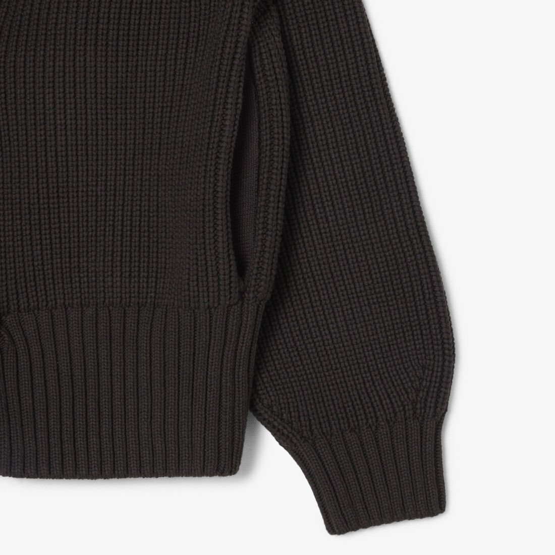 Zipped Cotton Badge Accent Sweater Zipped Cotton Badge Accent Sweater