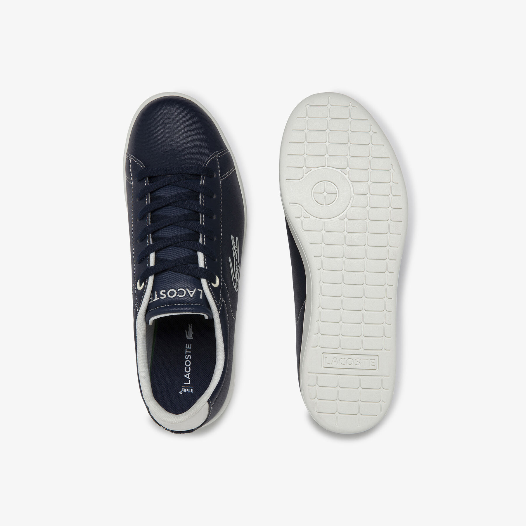 lacoste juniors  carnaby evo contrast colour lace up synthetic sneakers