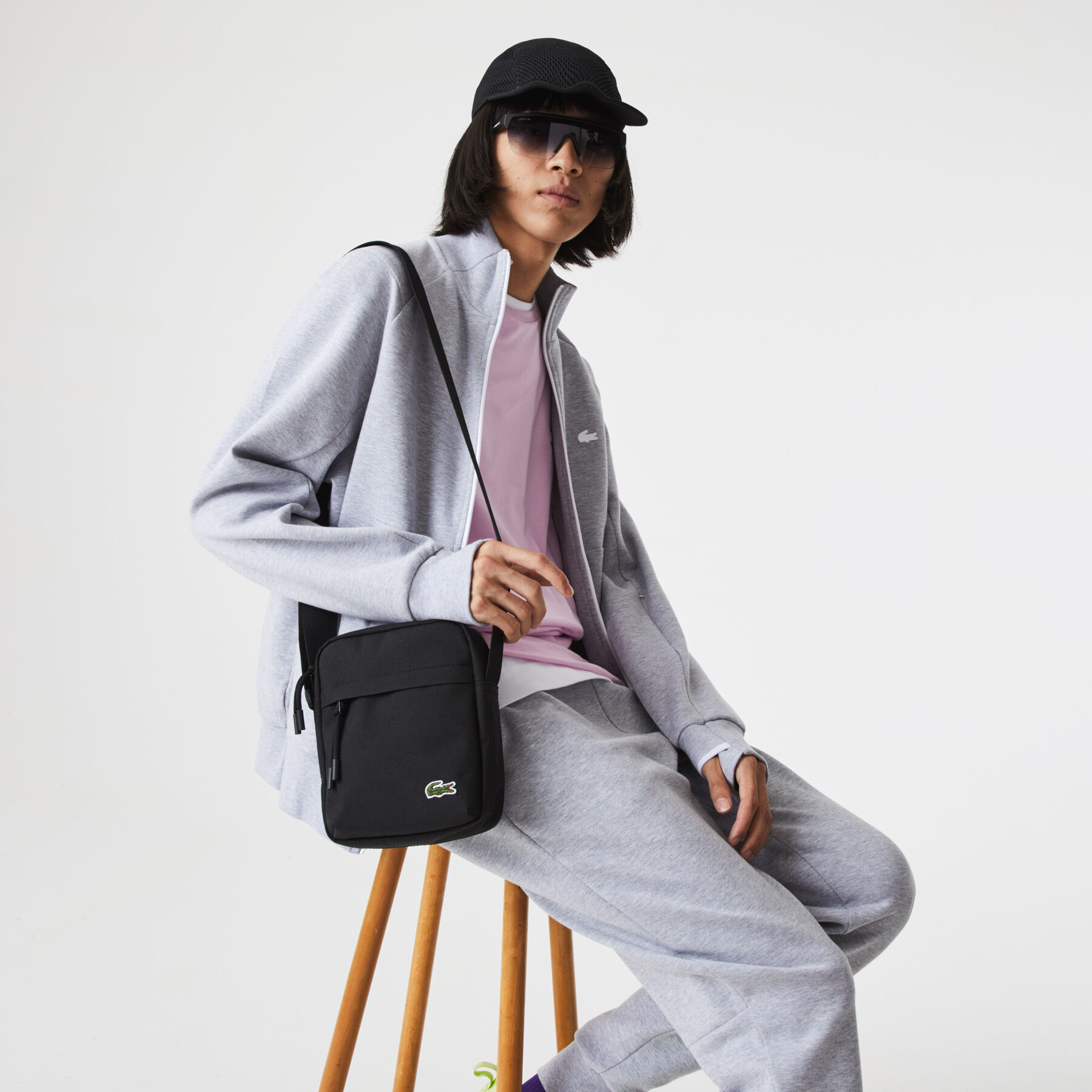 unisex lacoste zip crossover bag